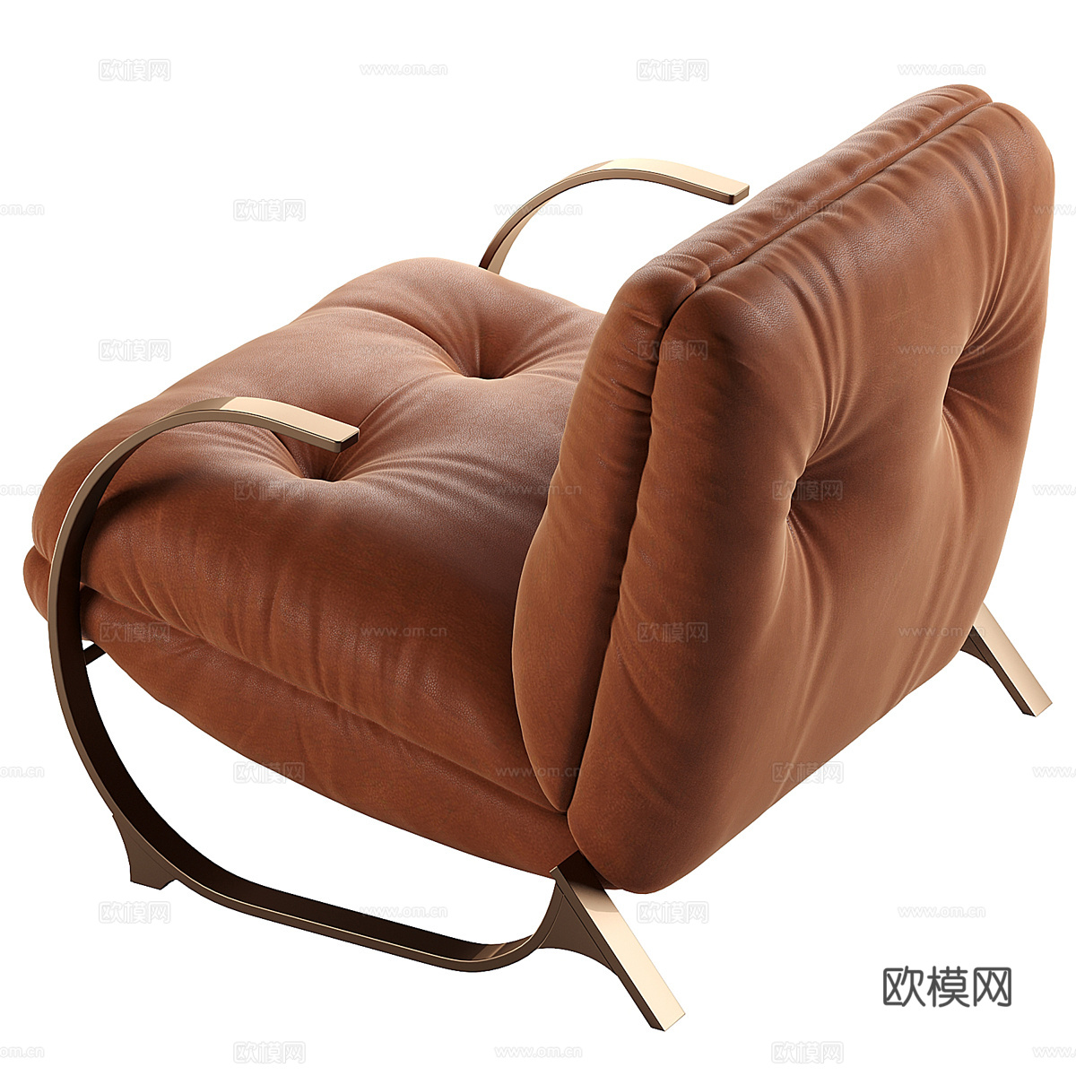 现代意式轻奢皮革扶手椅3d模型