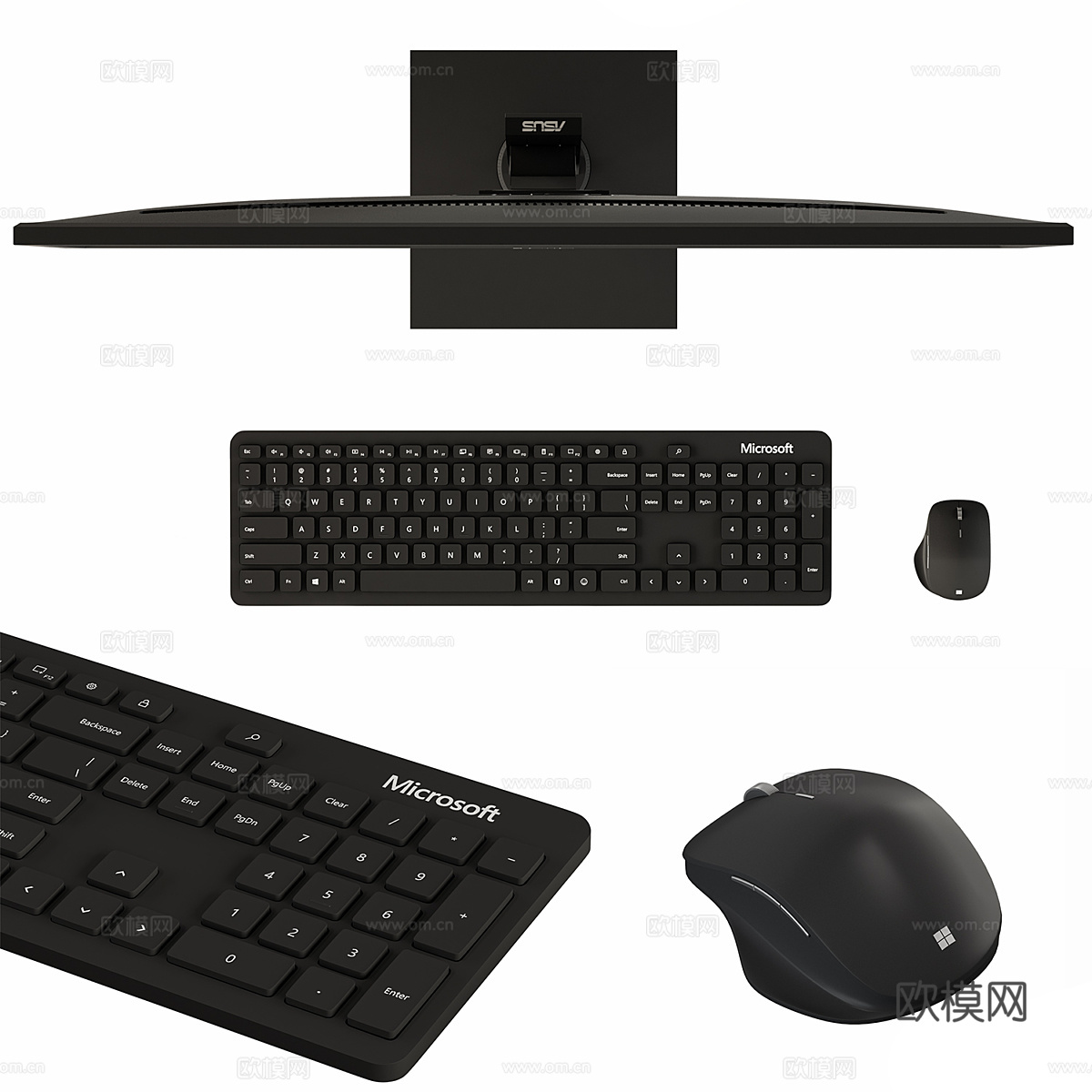 华硕 Asus 台式电脑显示器 鼠标键盘3d模型