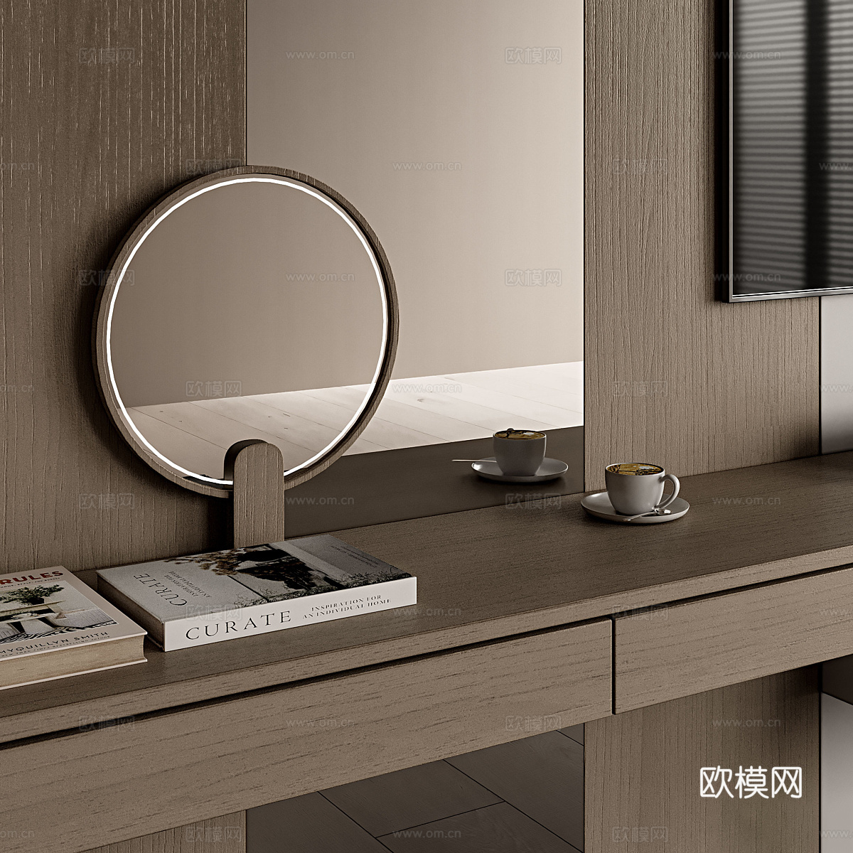 现代意式极简电视背景墙3d模型