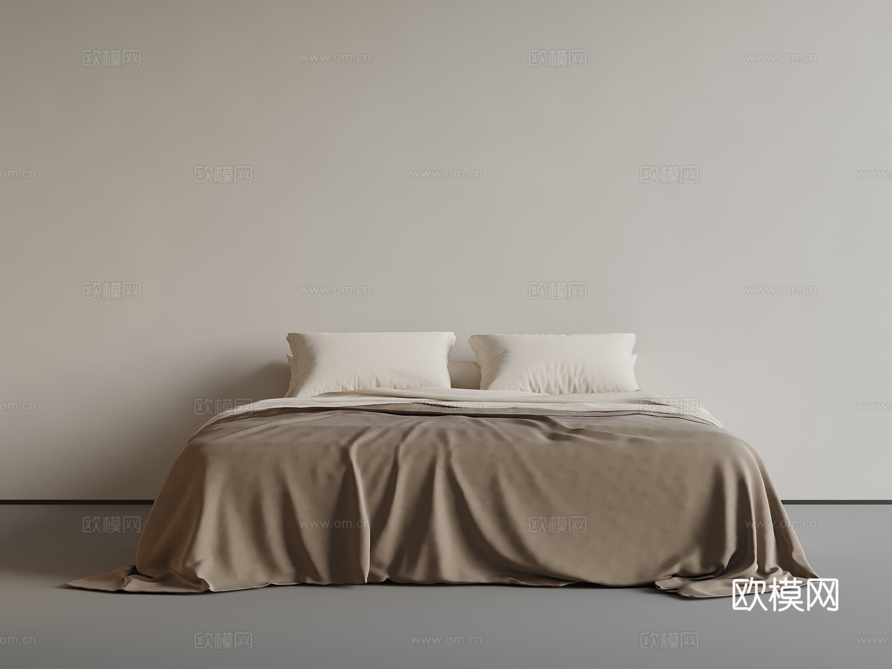现代双人床su模型