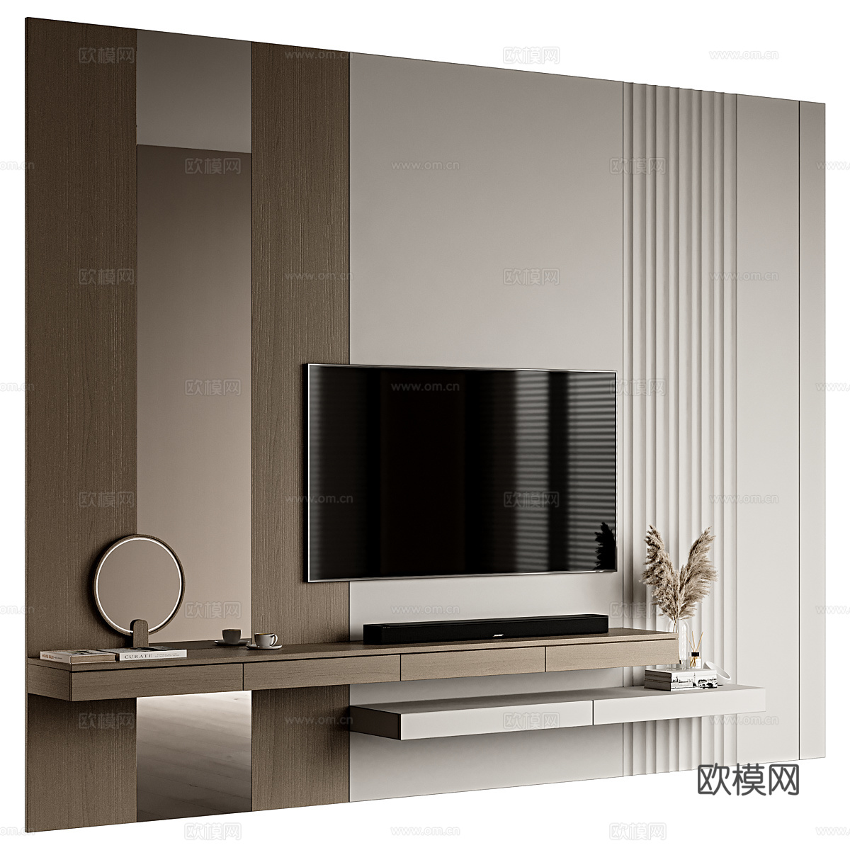 现代意式极简电视背景墙3d模型
