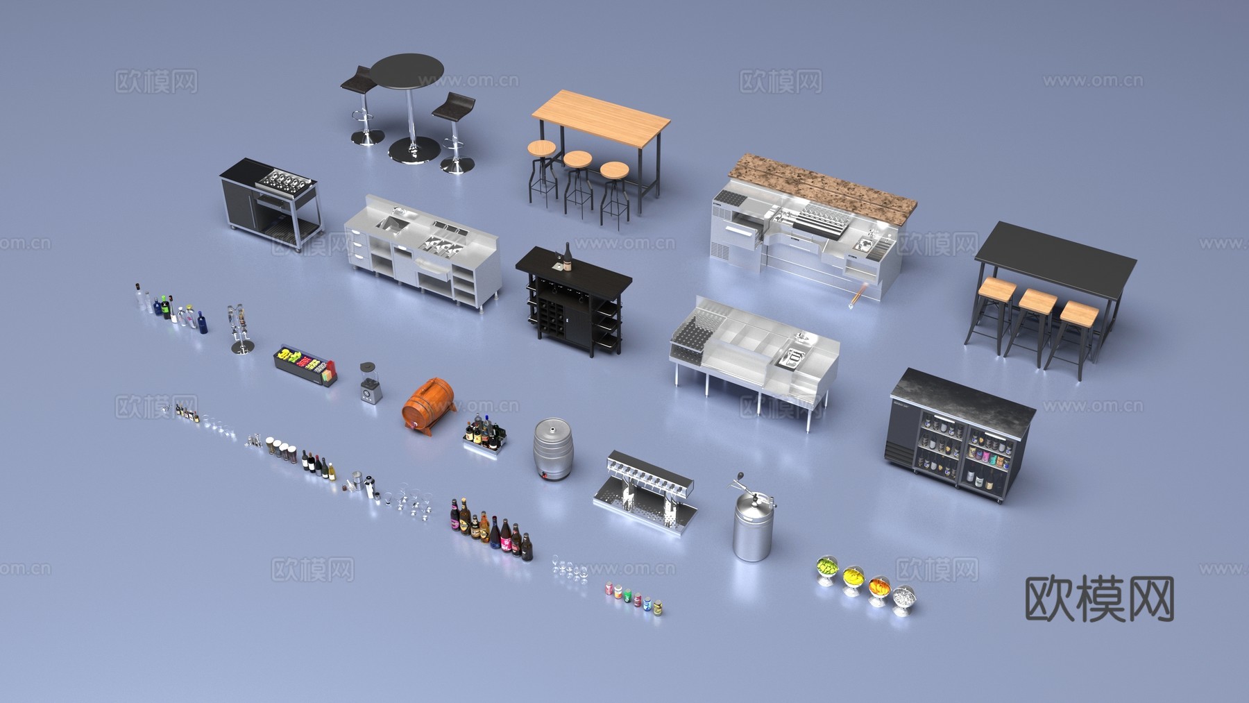 酒吧物品装饰品3d模型