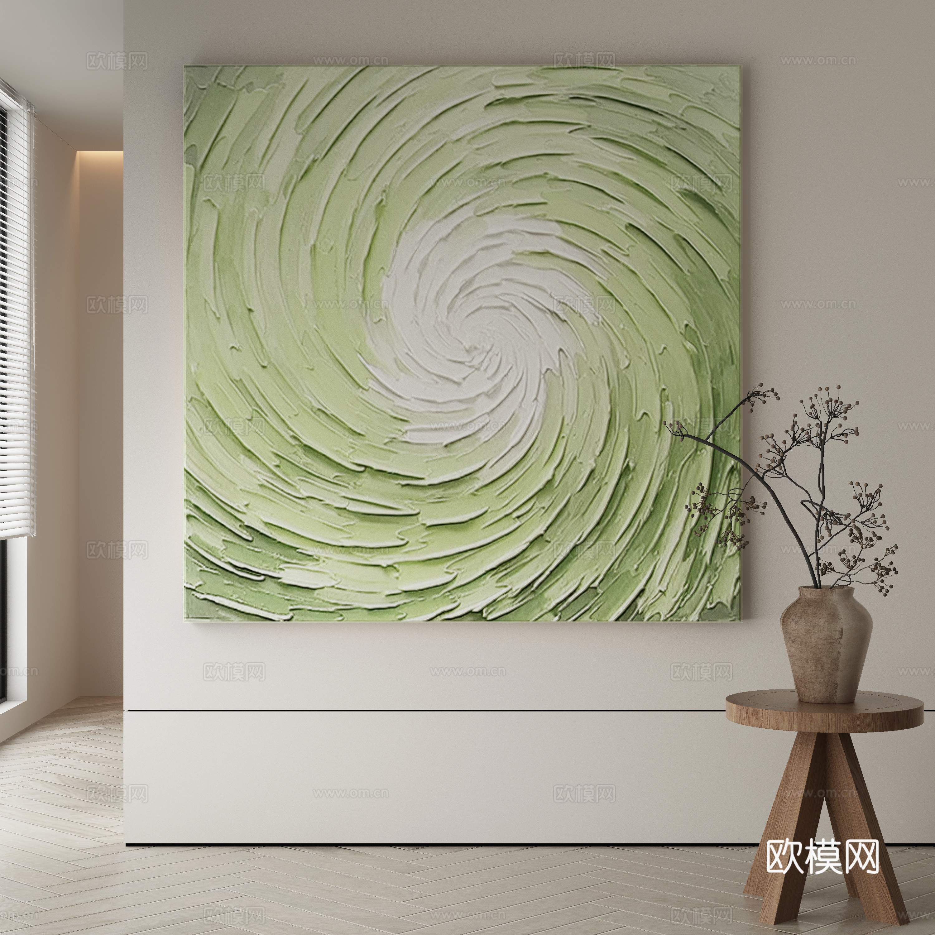 现代侘寂挂画 油画3d模型