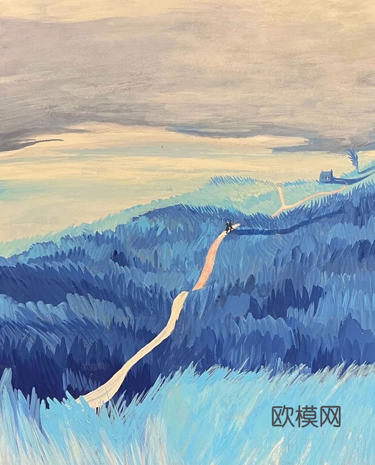 水彩小人大景 艺术挂画 挂画 装饰画 艺术画下载