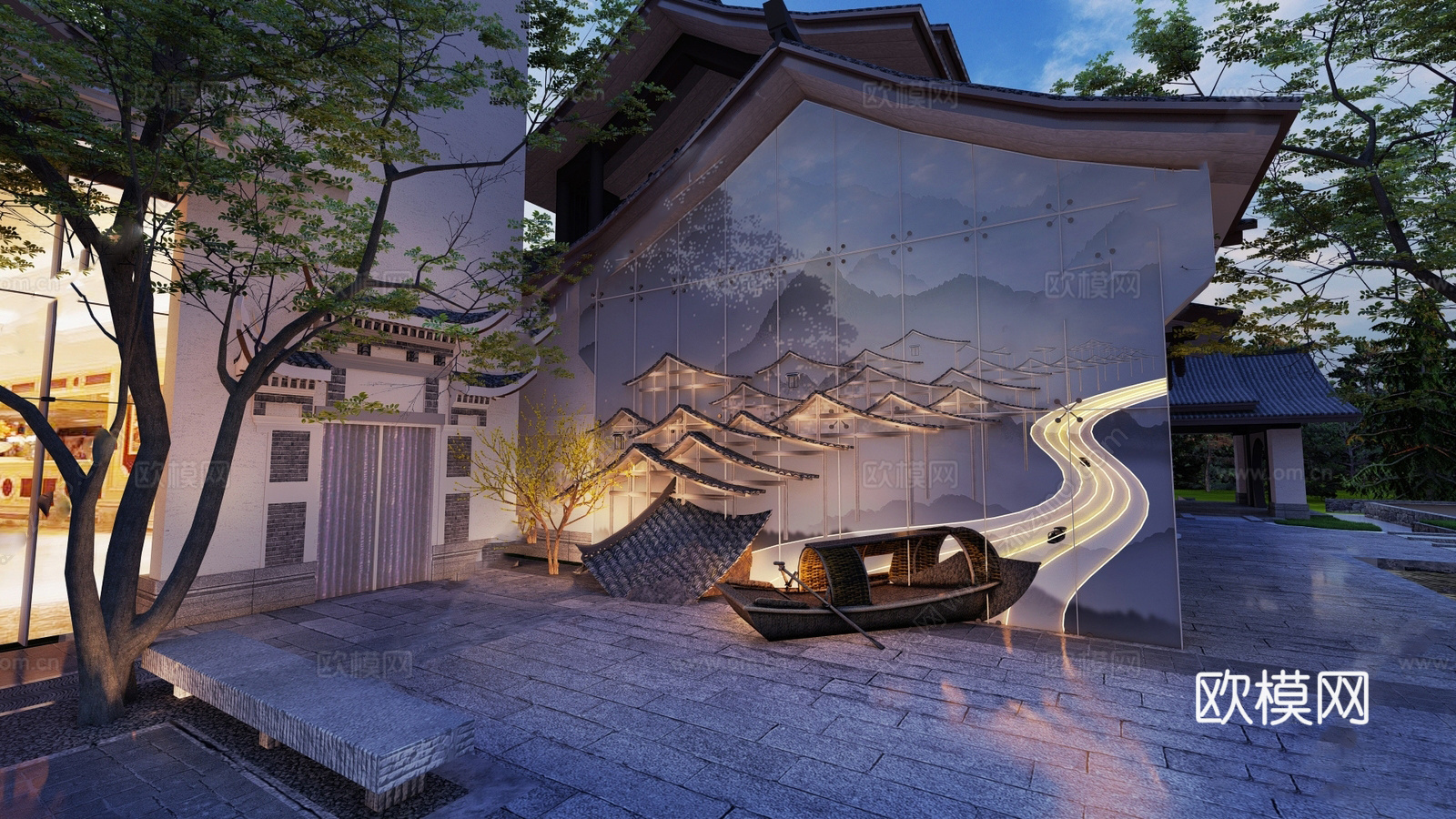 新中式中式商业街 新中式仿古建筑 古建 文旅小镇su模型