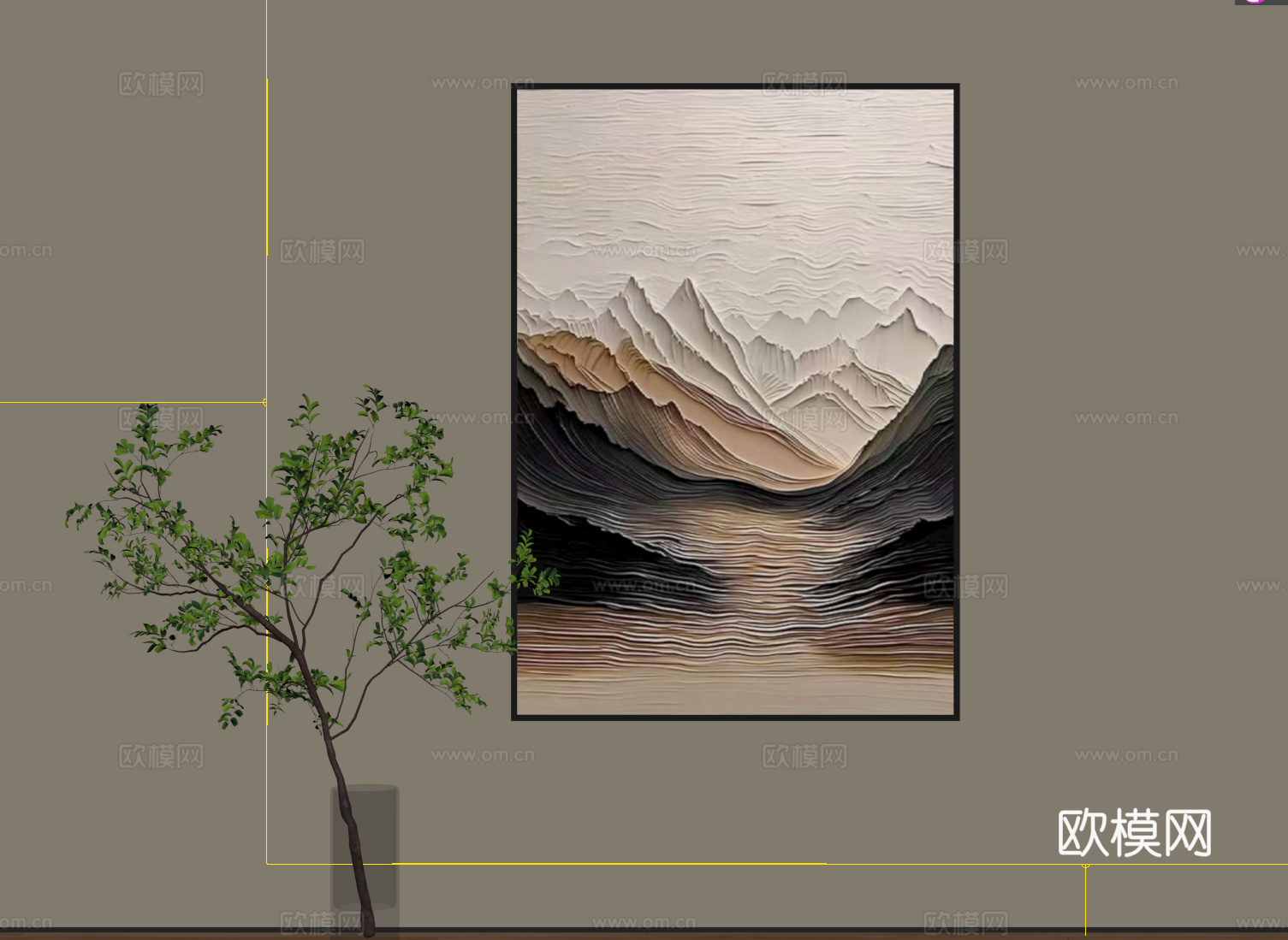 现代简约肌理挂画su模型