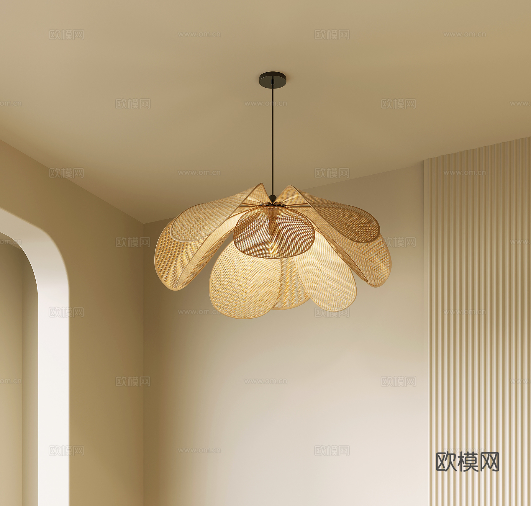 吊灯 诧寂风藤编吊灯 装饰吊灯3d模型