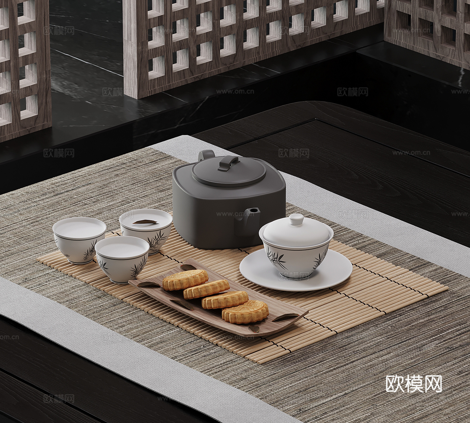 茶具 新中式茶具 茶壶 茶杯3d模型