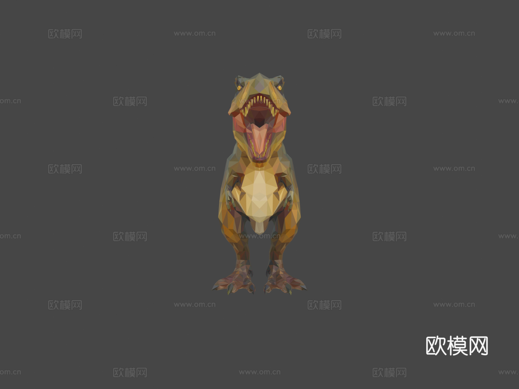 恐龙霸王龙低多边形艺术风格3d模型