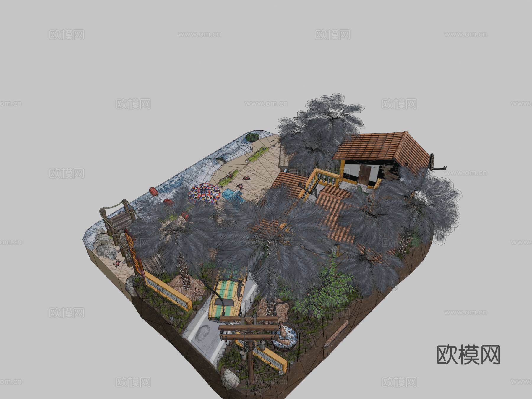 DAE立体模型-海边3d模型