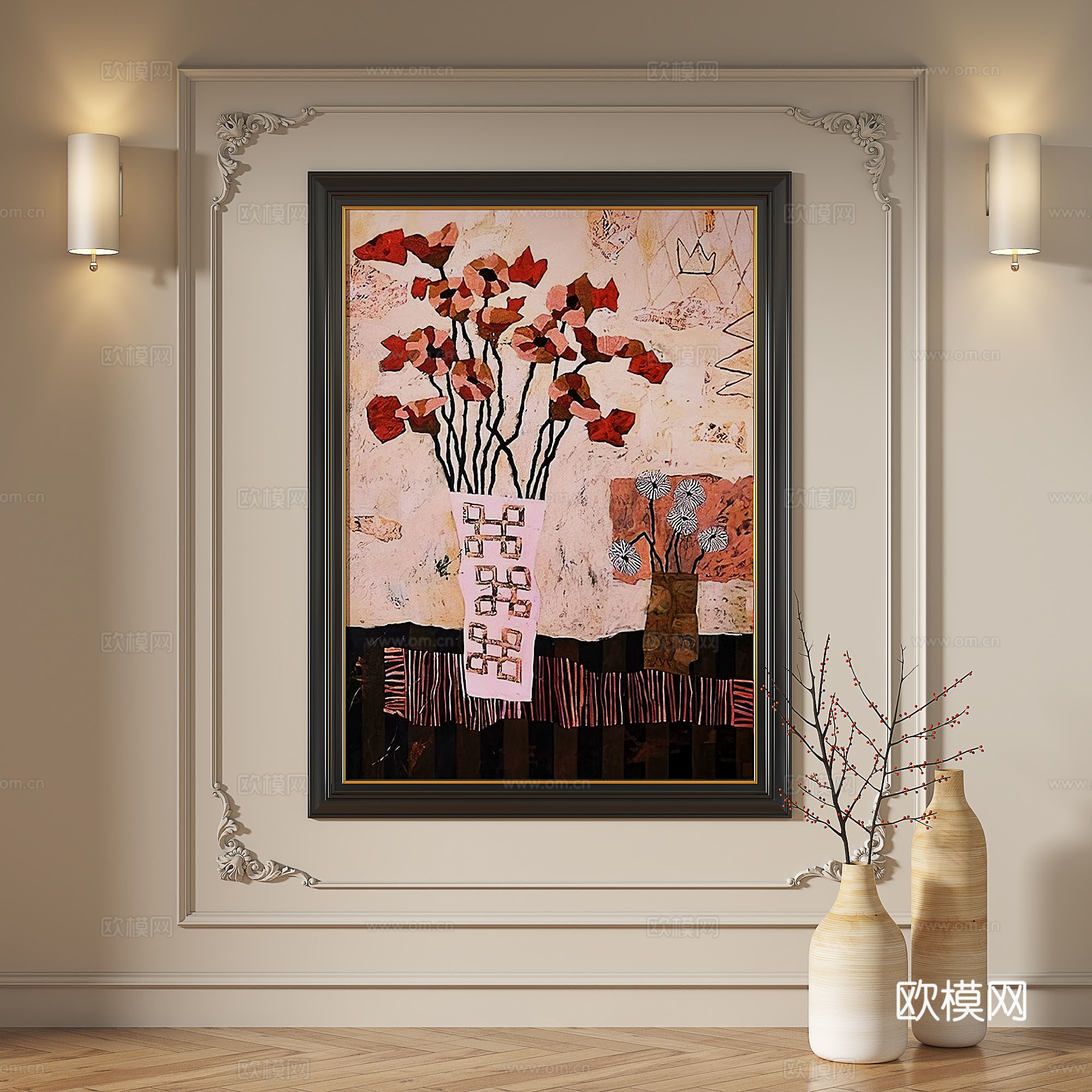 法式，复古，中古，现代，轻奢，油画，装饰画3d模型