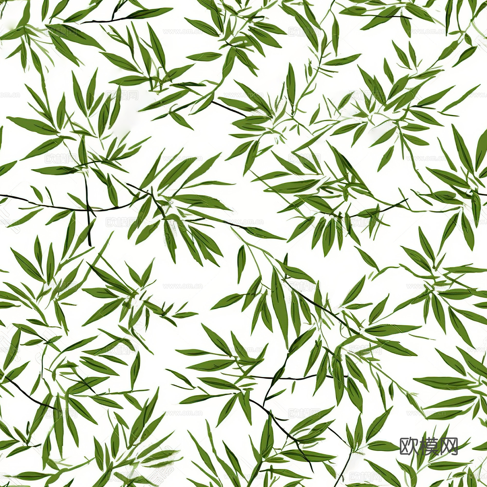 植物 绿色清新壁纸 布料 墙布 竹叶