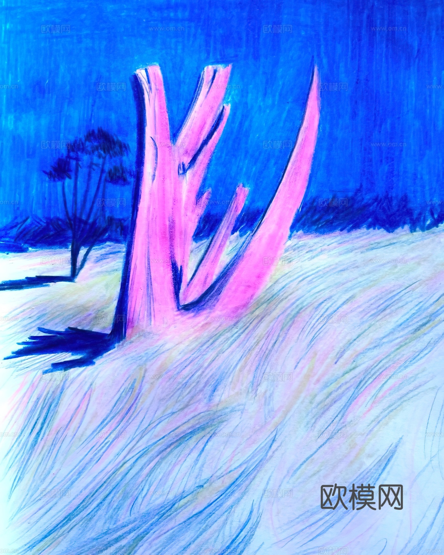 水彩小人大景 艺术挂画 挂画 装饰画 艺术画下载