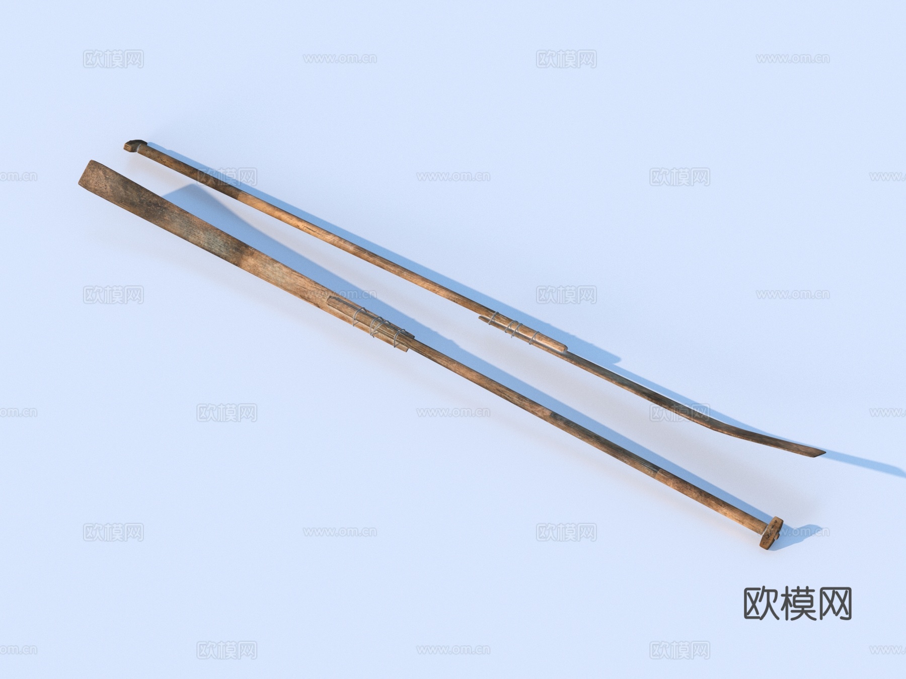 船桨 竹桨 船具3d模型