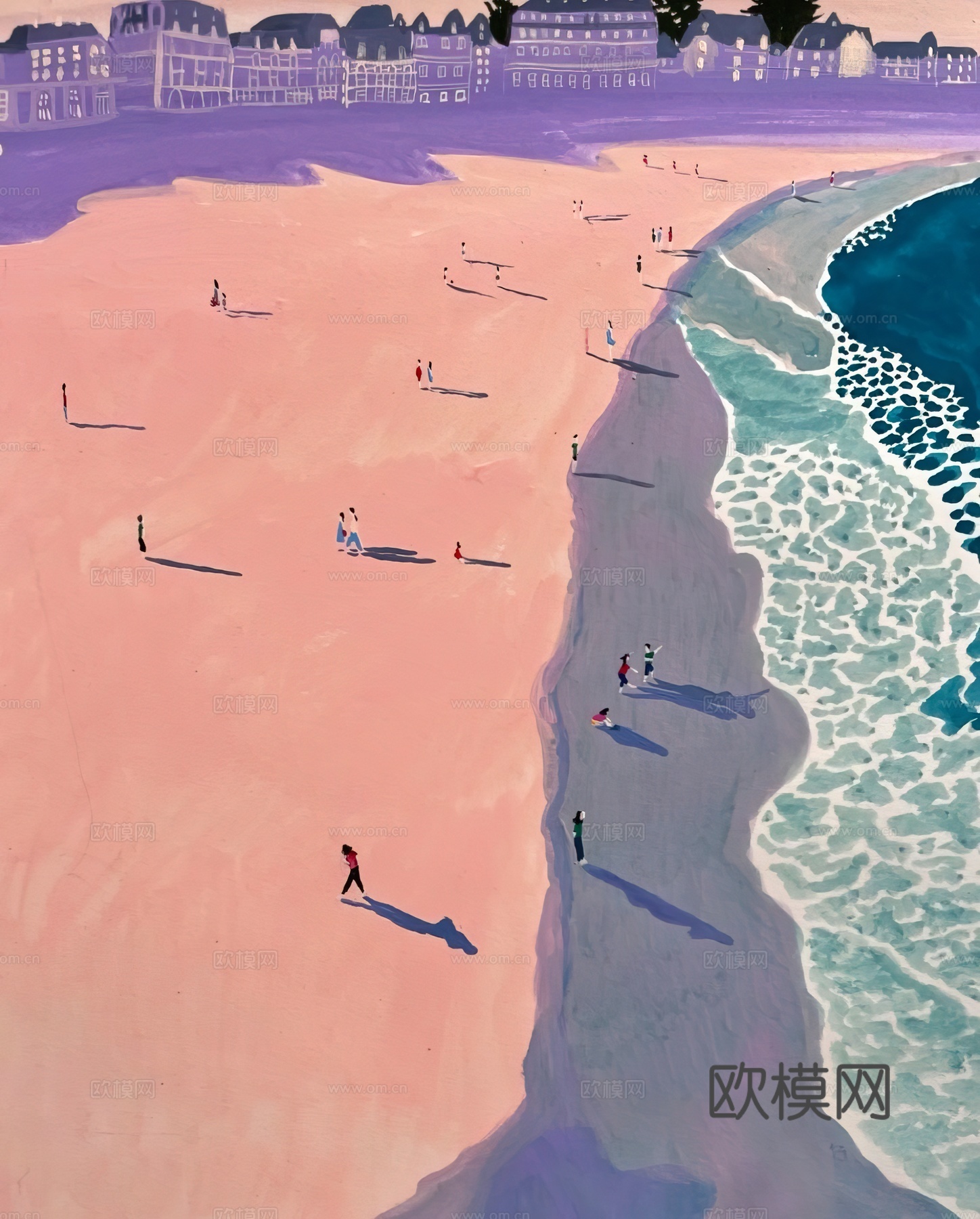水彩小人大景 艺术挂画 挂画 装饰画 艺术画下载