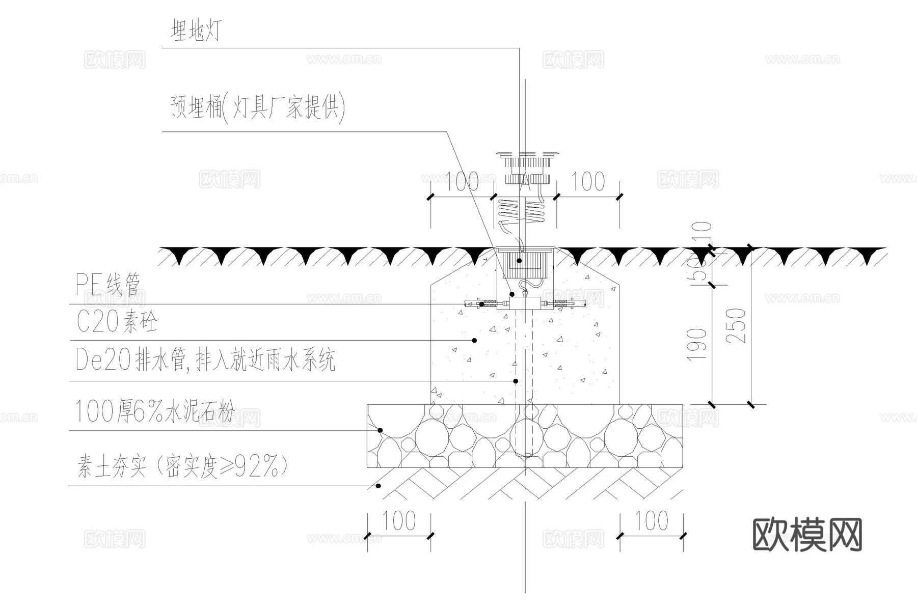 地埋灯 地面射灯 灯节点 地面灯带 埋地灯cad施工图
