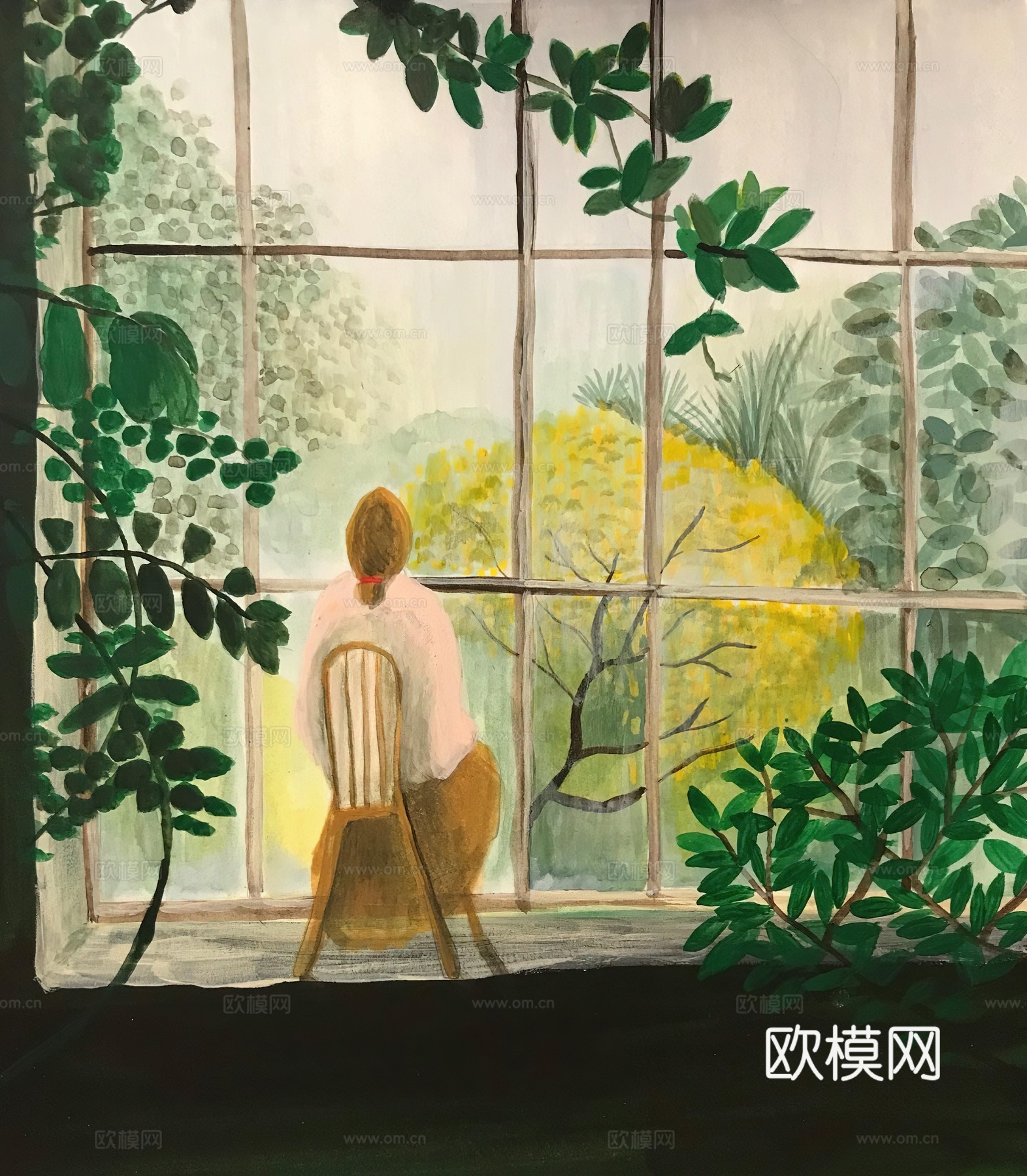 水彩小人大景 艺术挂画 挂画 装饰画 艺术画下载