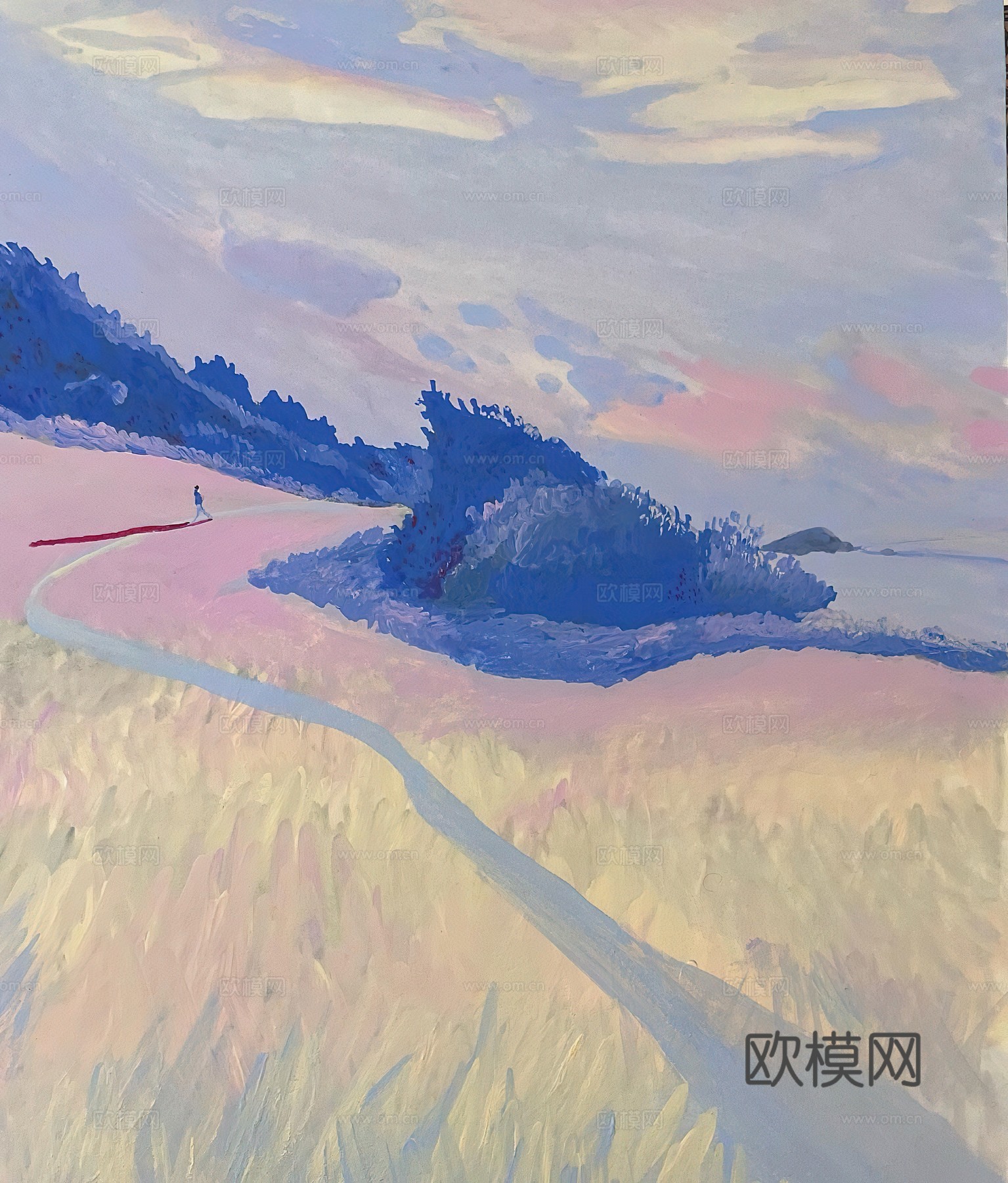 水彩小人大景 艺术挂画 挂画 装饰画 艺术画下载