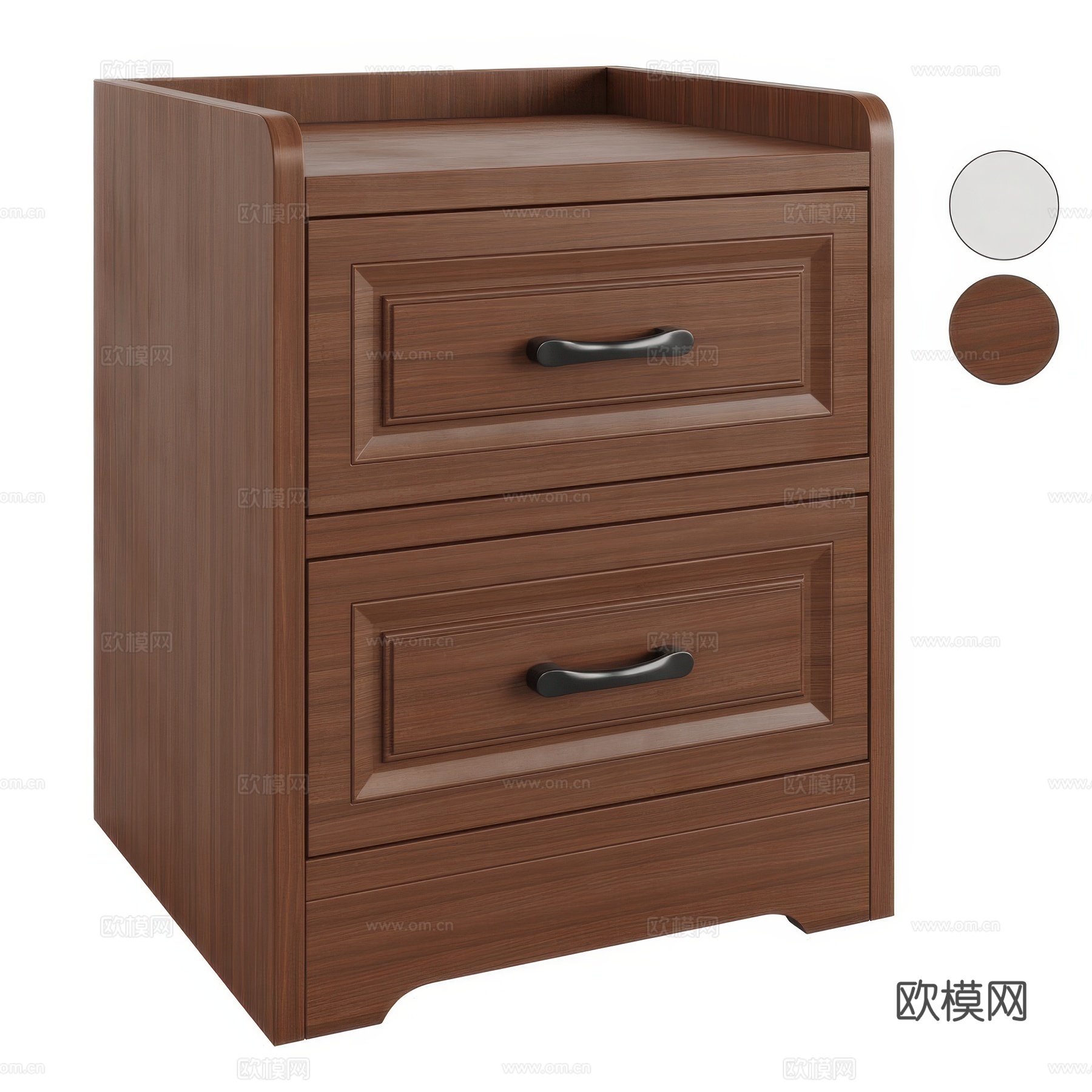 美式简约实木床头柜3d模型