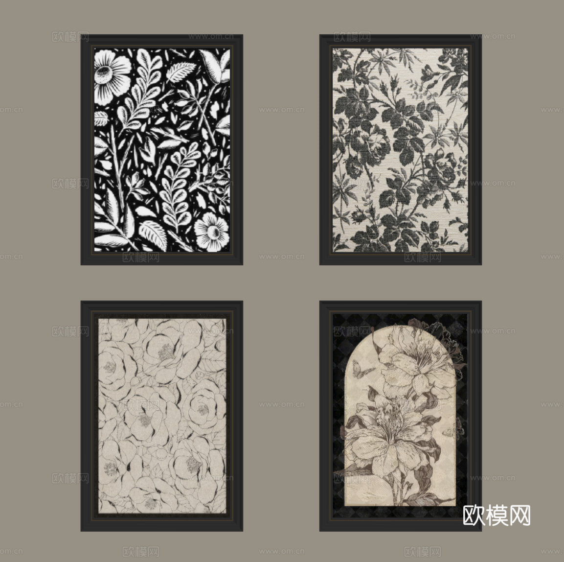 装饰画 法式复古装饰画 挂画su模型
