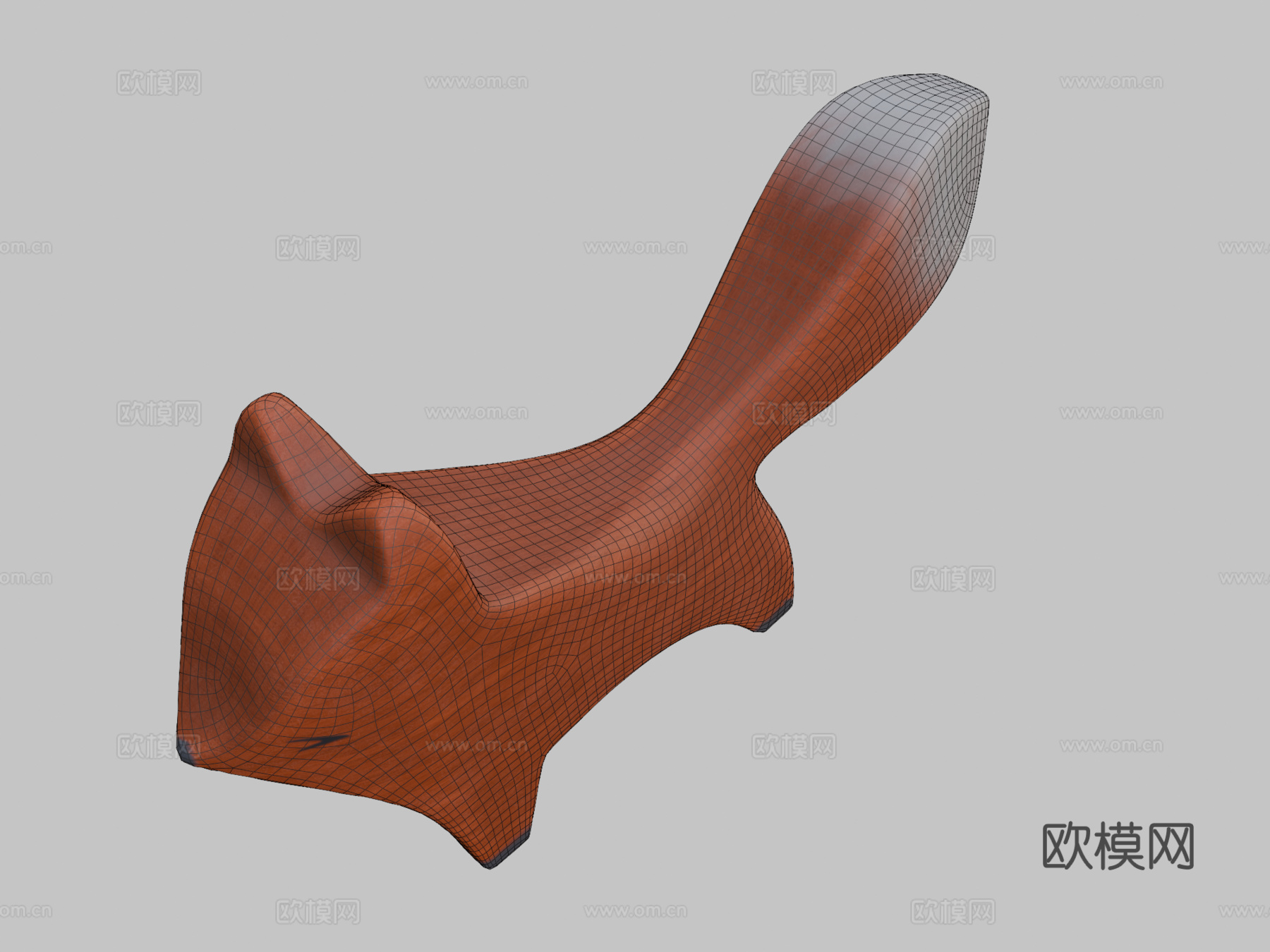木制狐狸小雕像3d模型