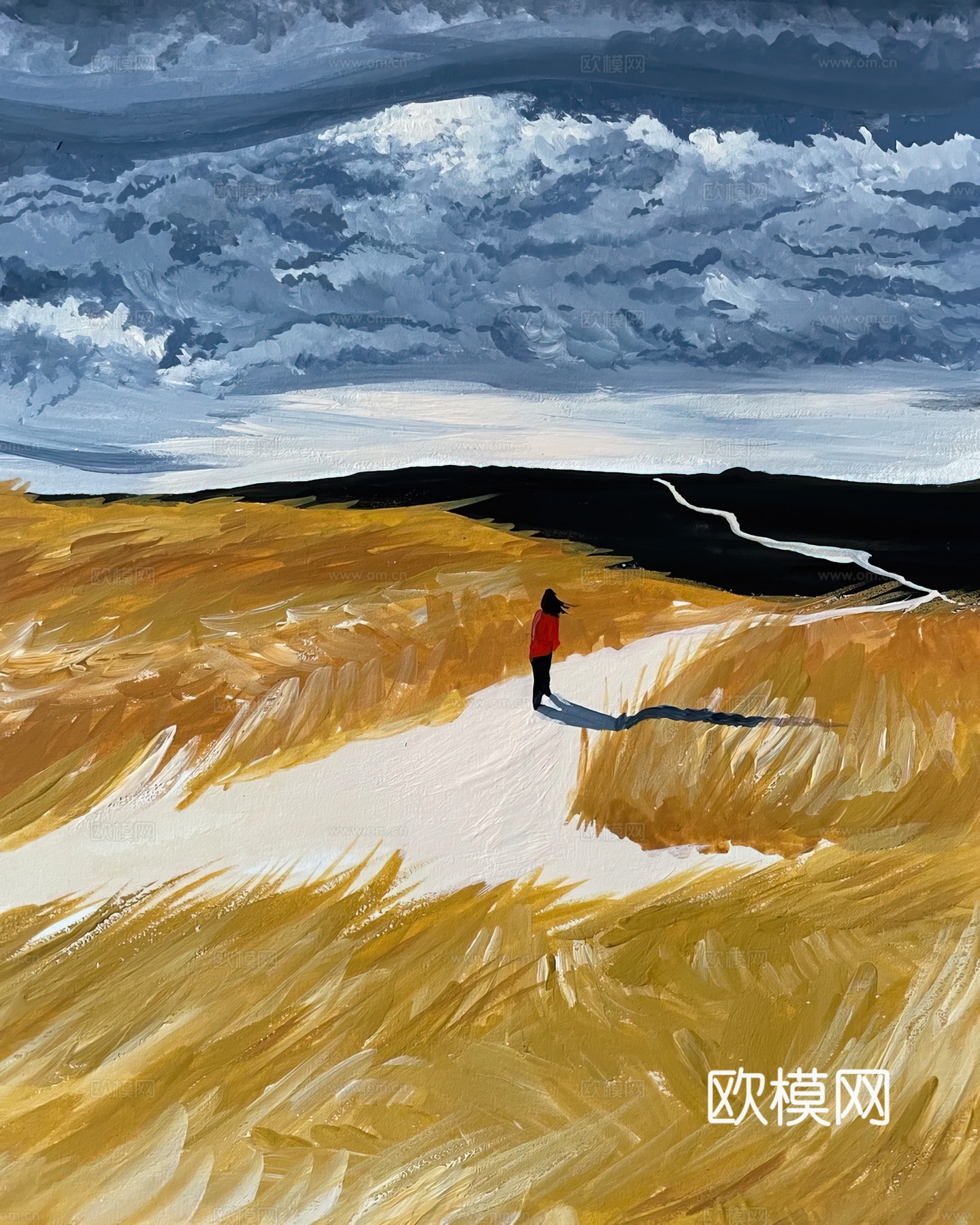 水彩小人大景 艺术挂画 挂画 装饰画 艺术画下载