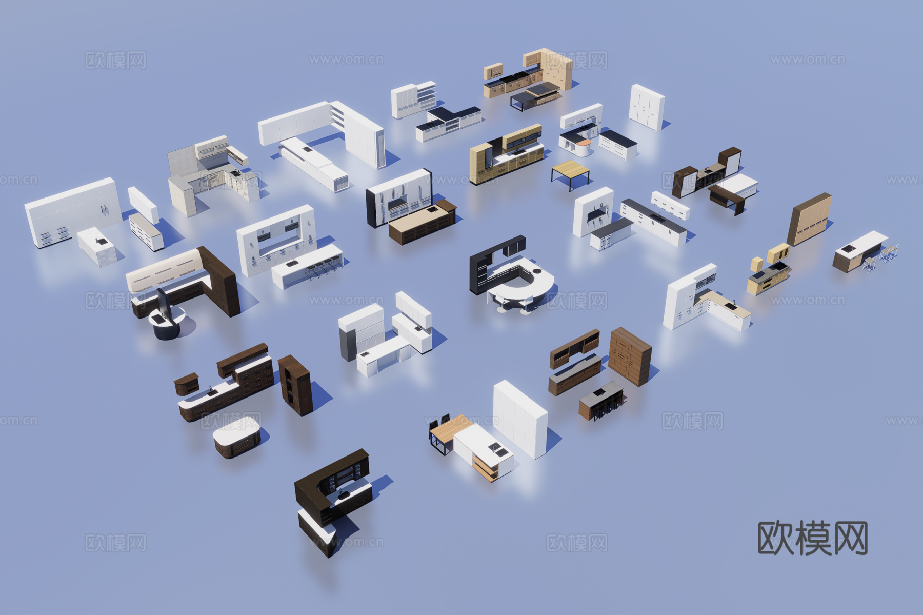 现代厨房橱柜组合3d模型
