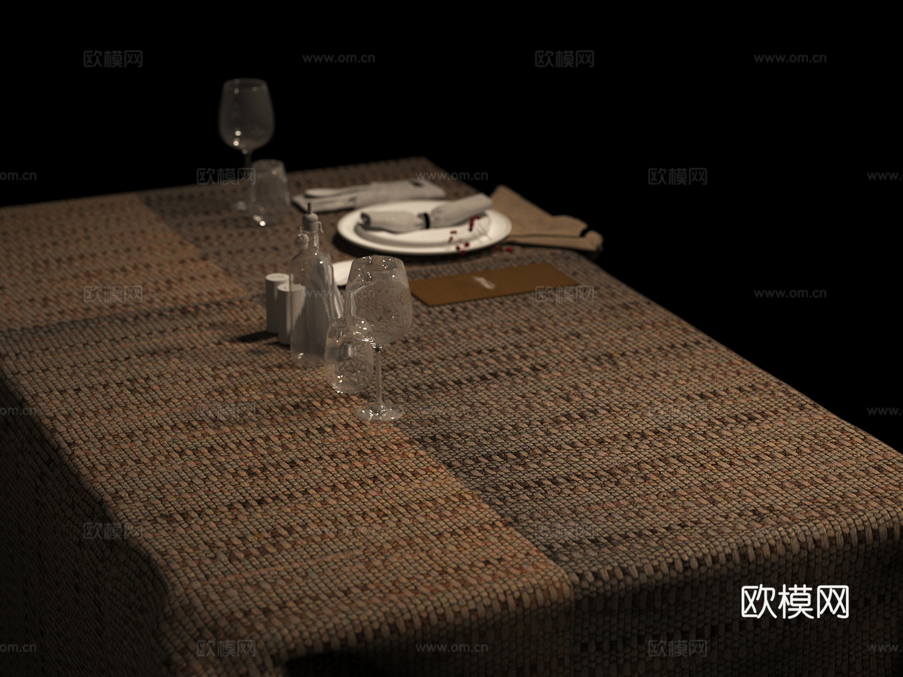诧寂风餐桌 桌布3d模型