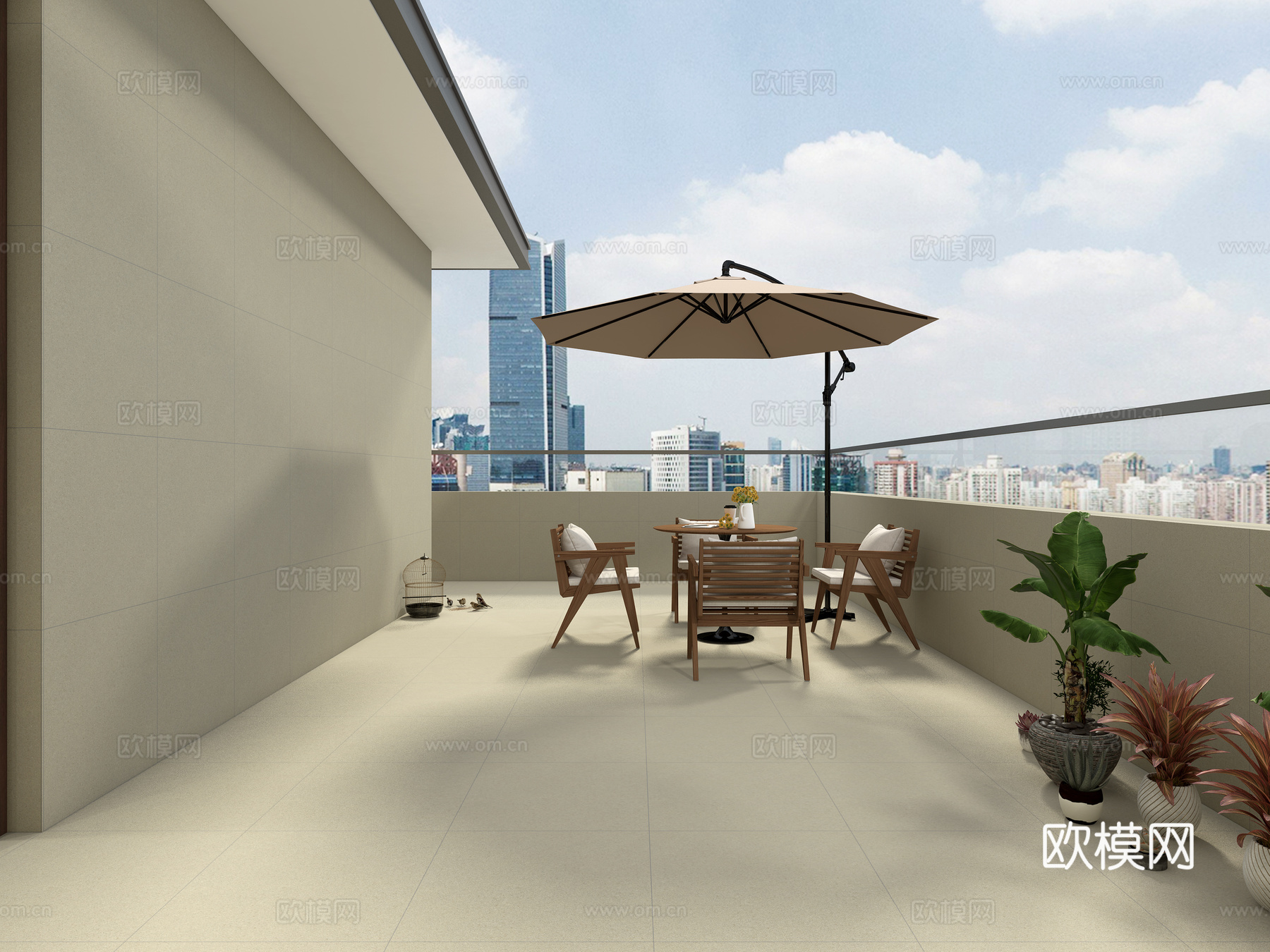 现代别墅休闲露台3d模型