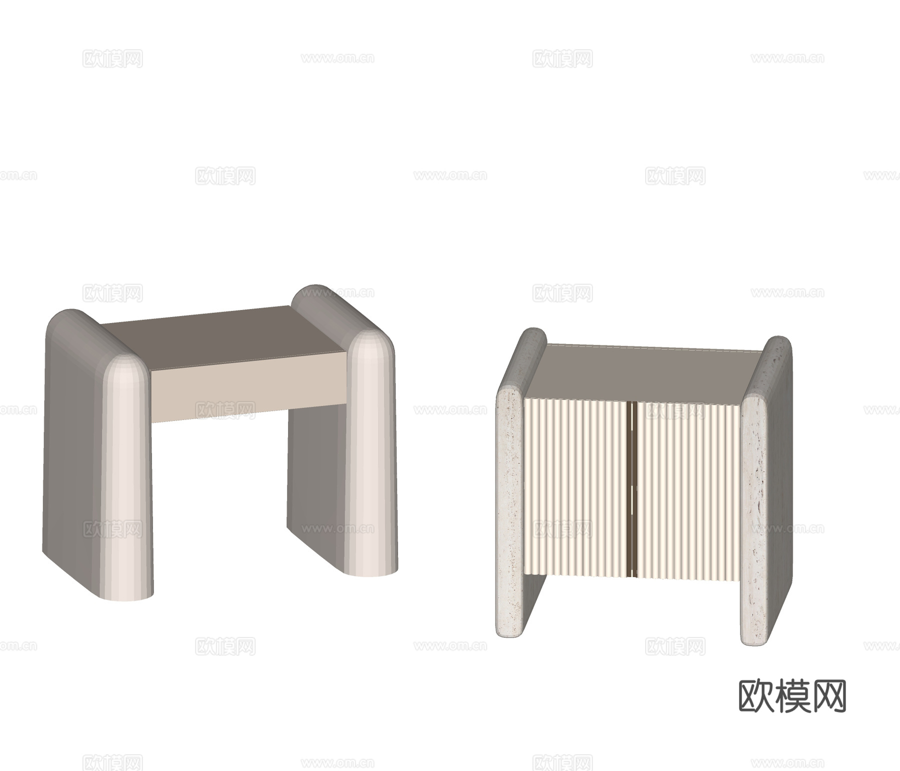 现代奶油风床头柜 成品床头柜 儿童床头柜 方形床头柜su模型