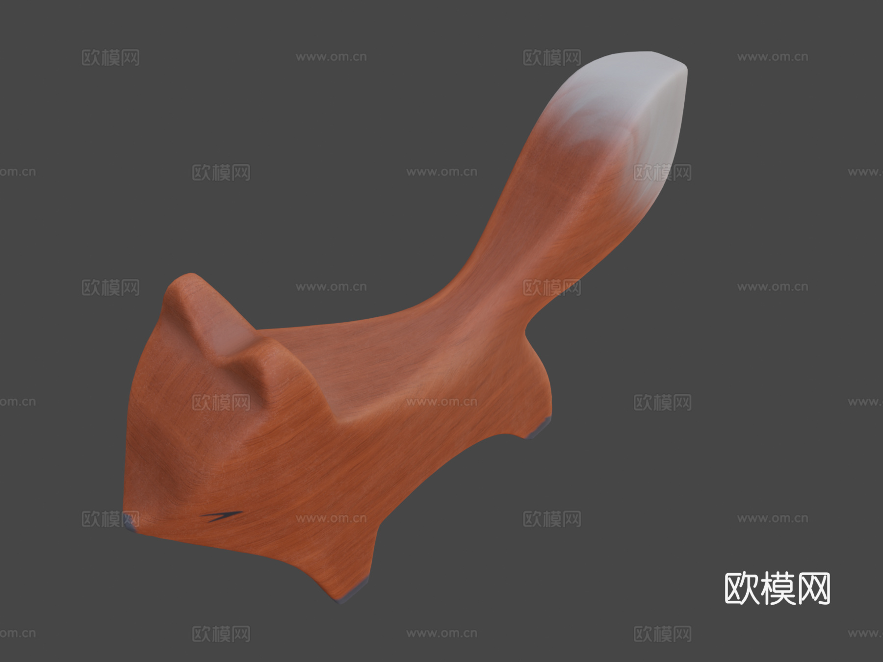 木制狐狸小雕像3d模型