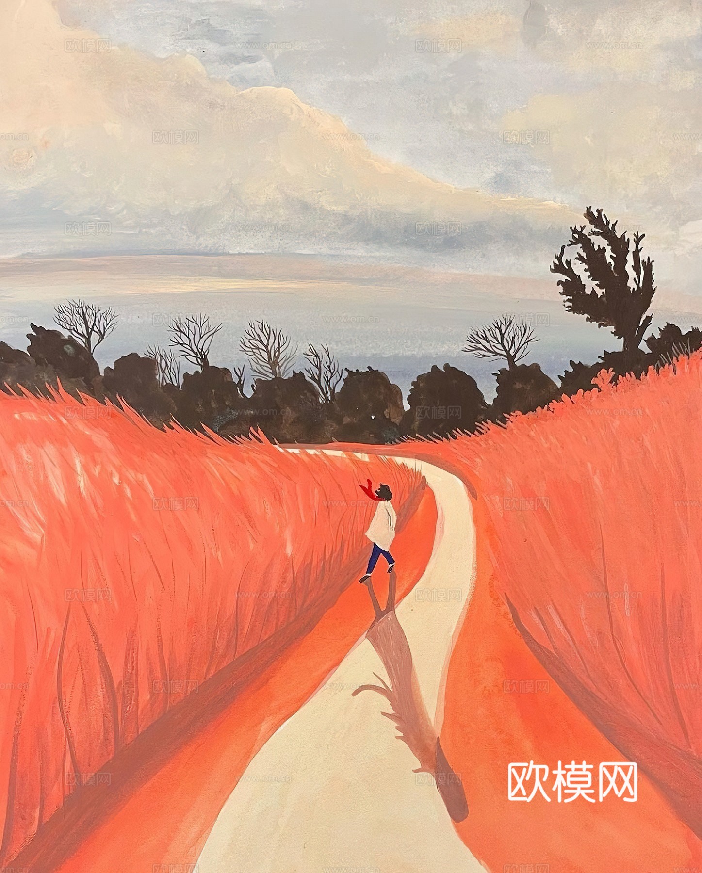 水彩小人大景 艺术挂画 挂画 装饰画 艺术画下载