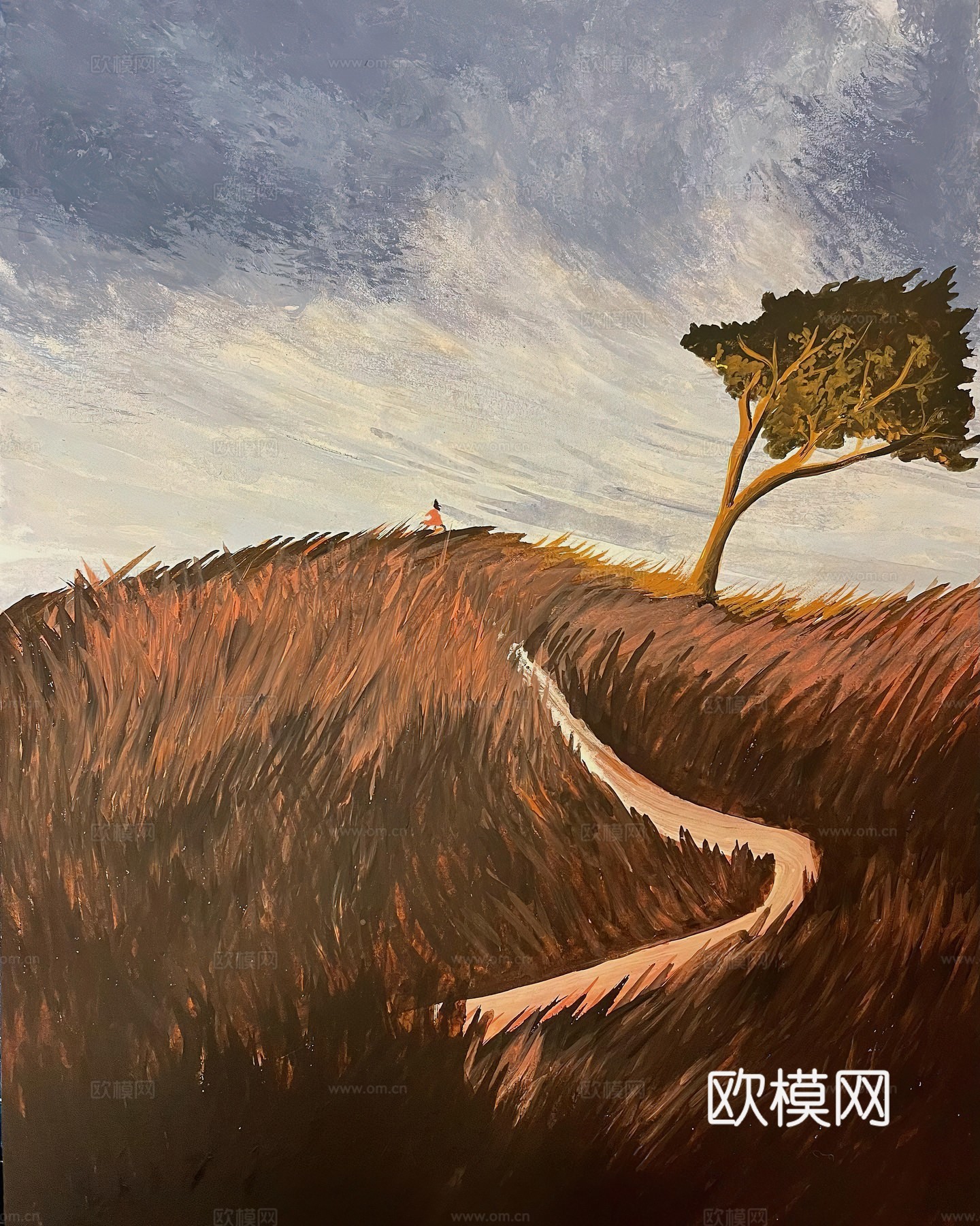 水彩小人大景 艺术挂画 挂画 装饰画 艺术画下载