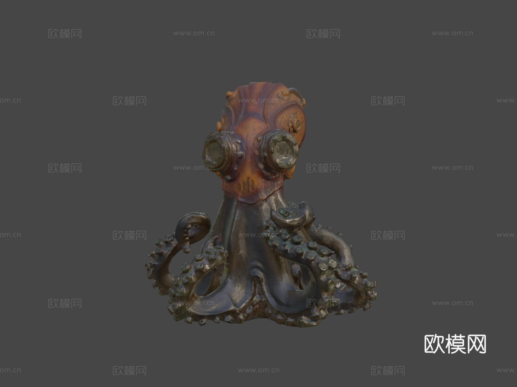 蒸汽朋克章鱼雕像3d模型