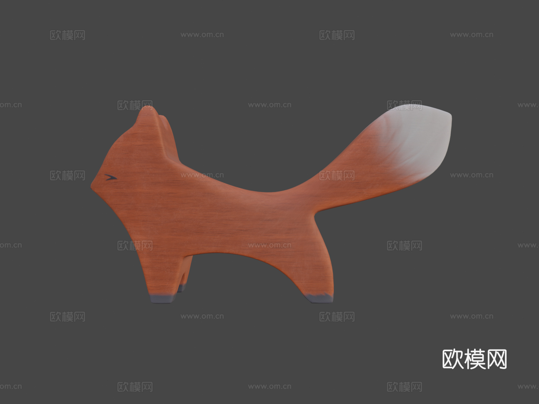 木制狐狸小雕像3d模型