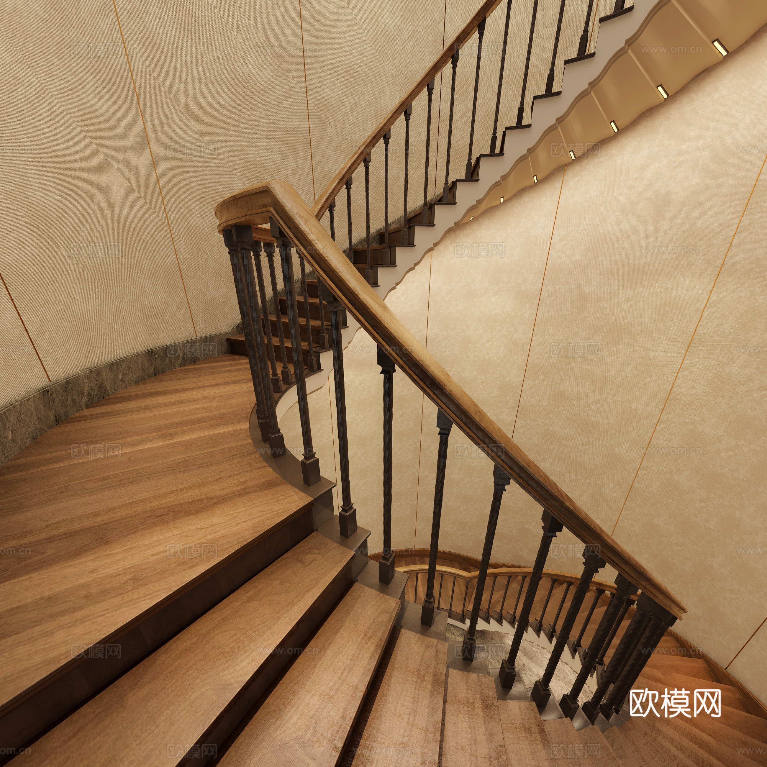 现代旋转楼梯别墅楼梯3d模型