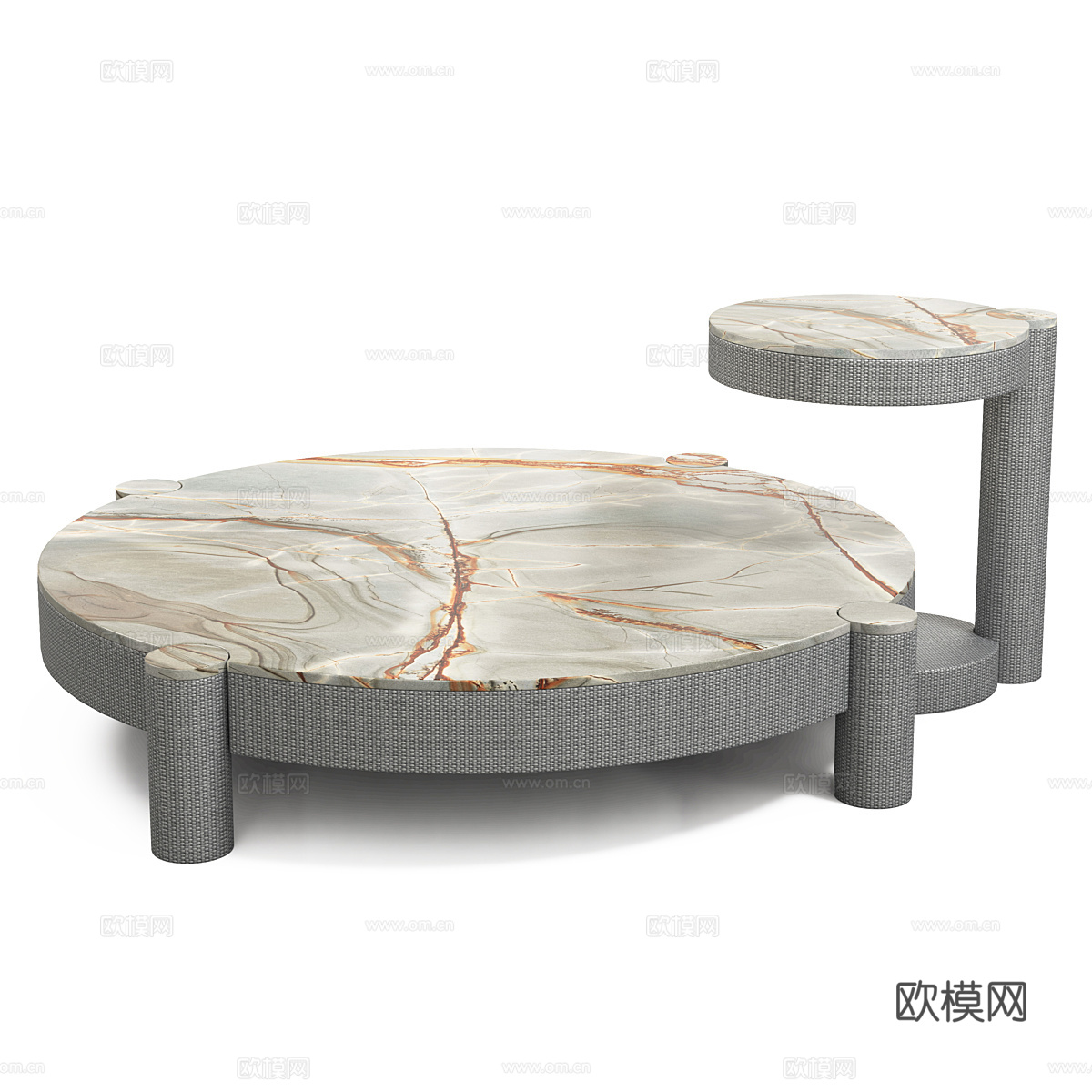 现代意式大理石圆茶几3d模型