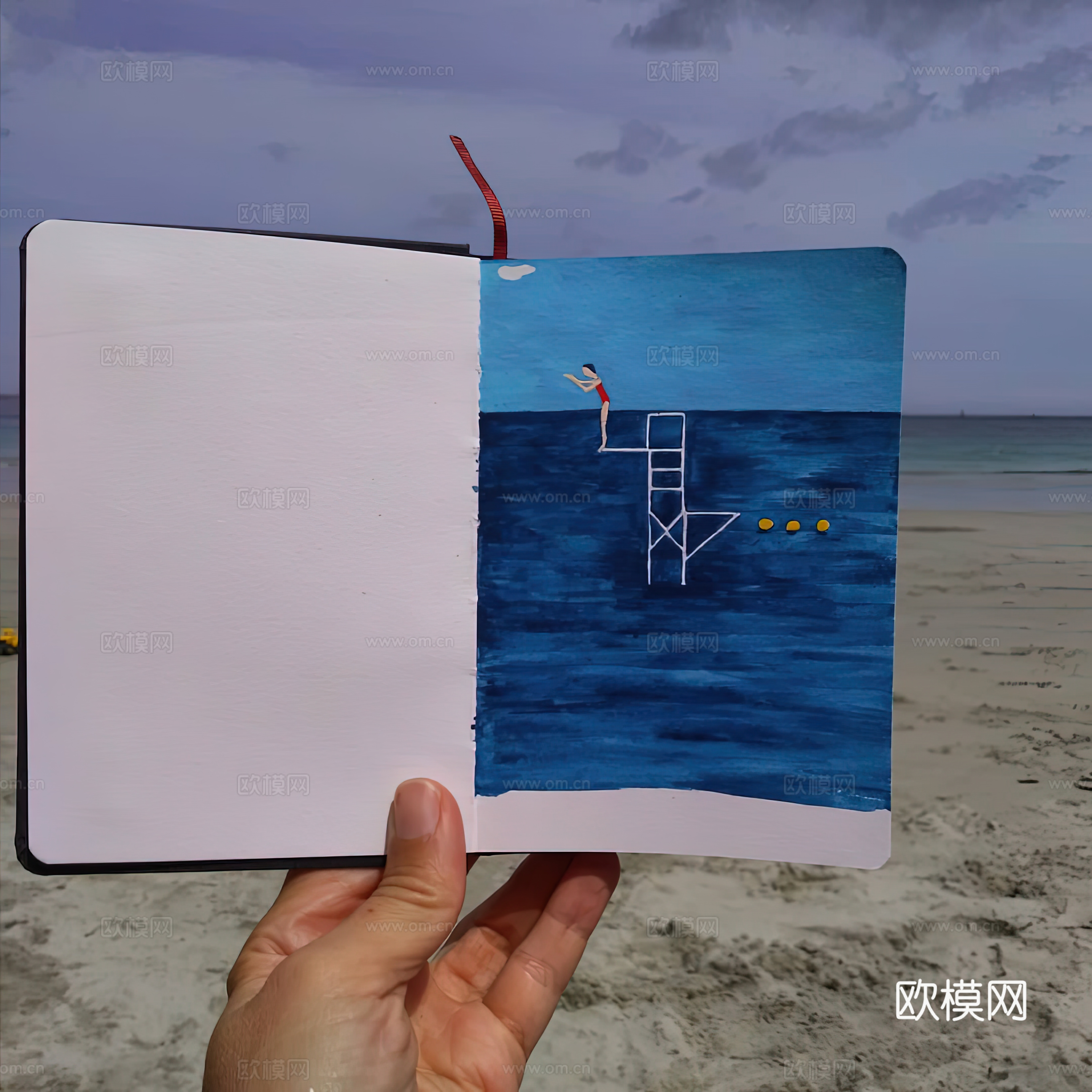 水彩小人大景 艺术挂画 挂画 装饰画 艺术画下载