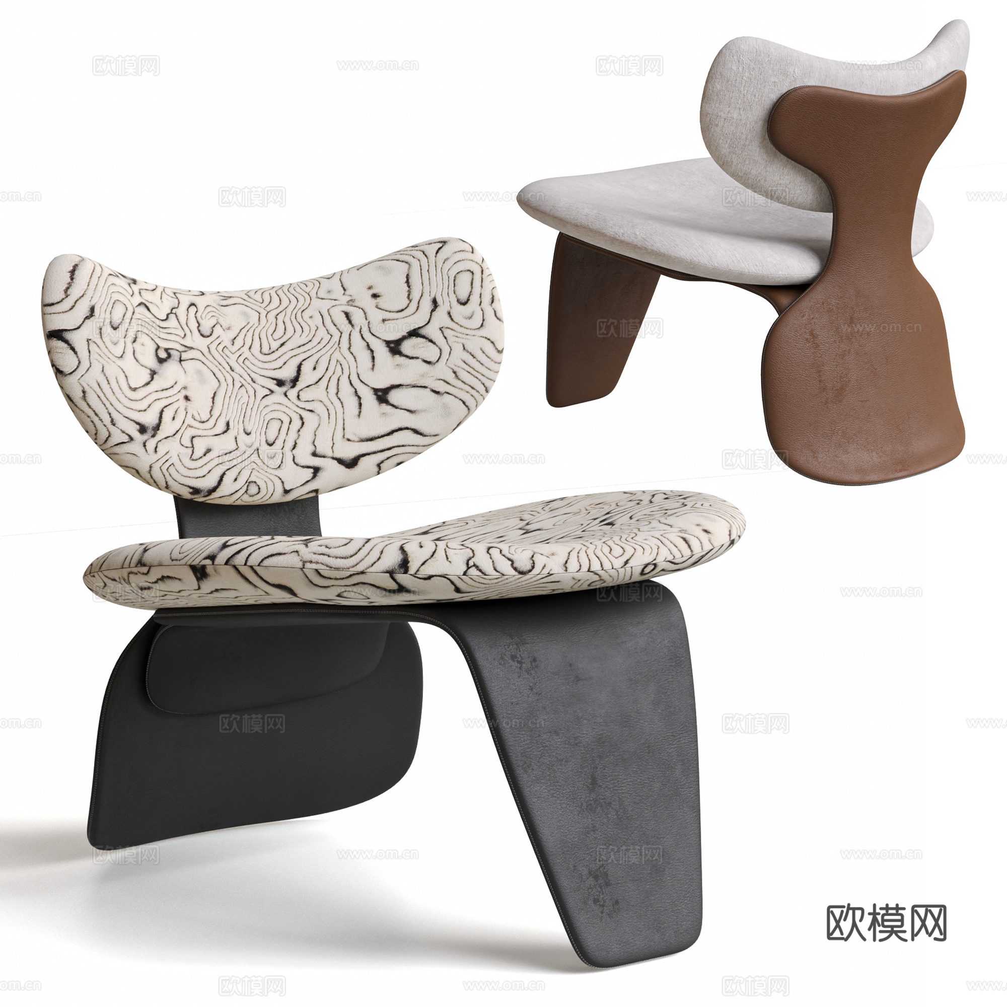 poltrona frau 现代 意式 中古风 休闲椅 单椅su模型