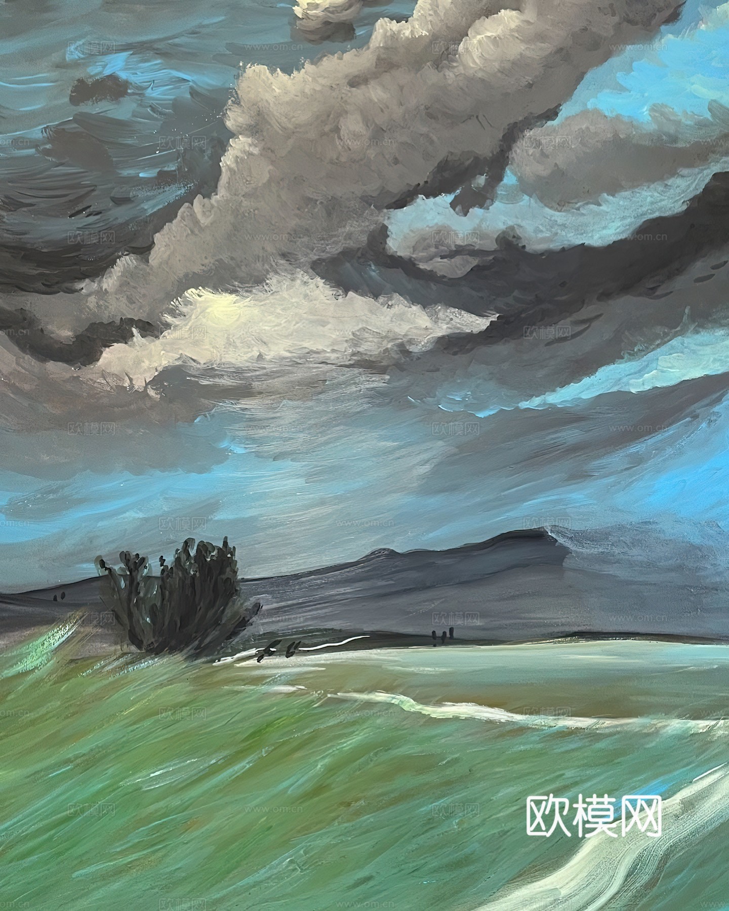 水彩小人大景 艺术挂画 挂画 装饰画 艺术画下载