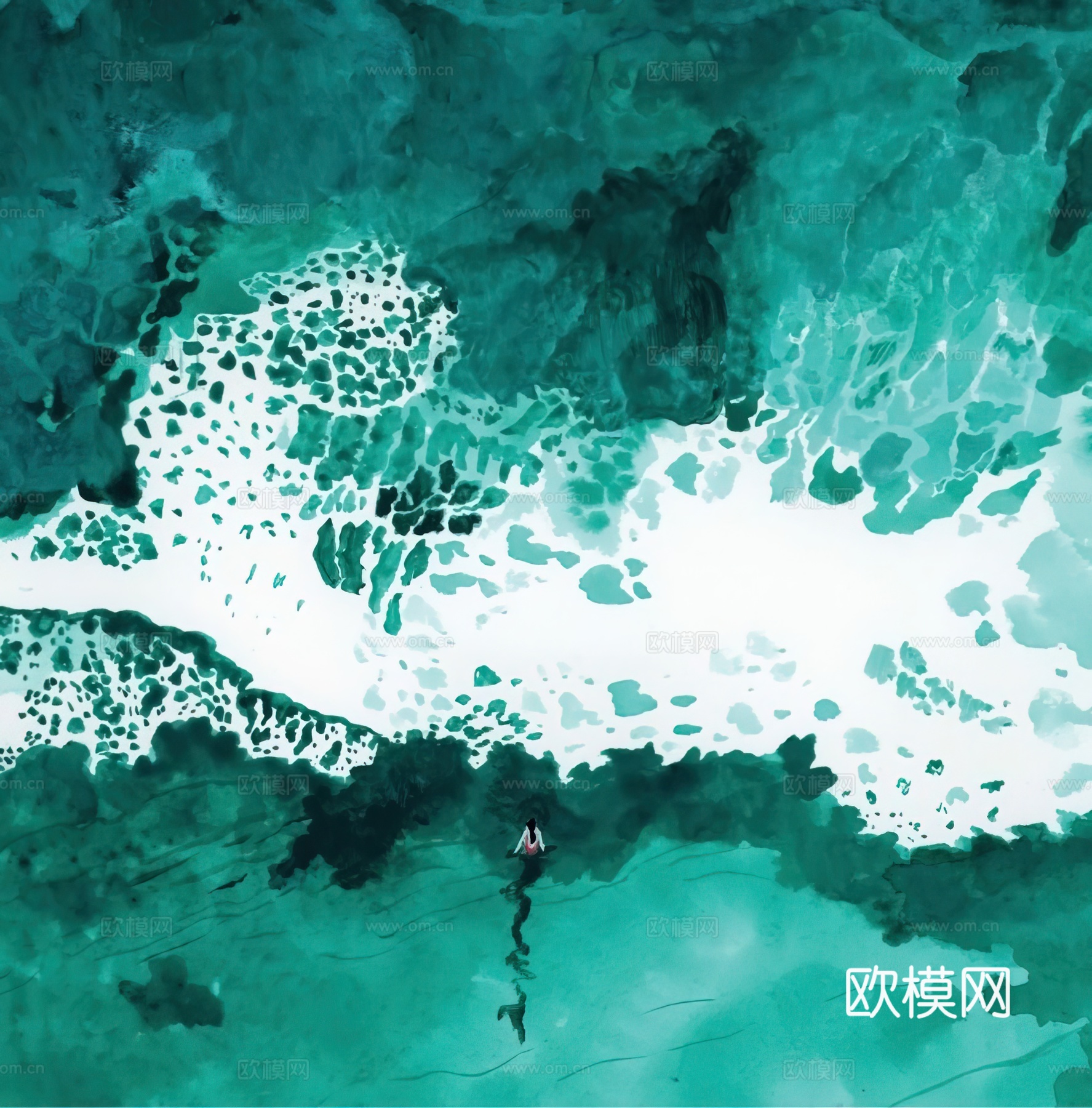 水彩小人大景 艺术挂画 挂画 装饰画 艺术画下载