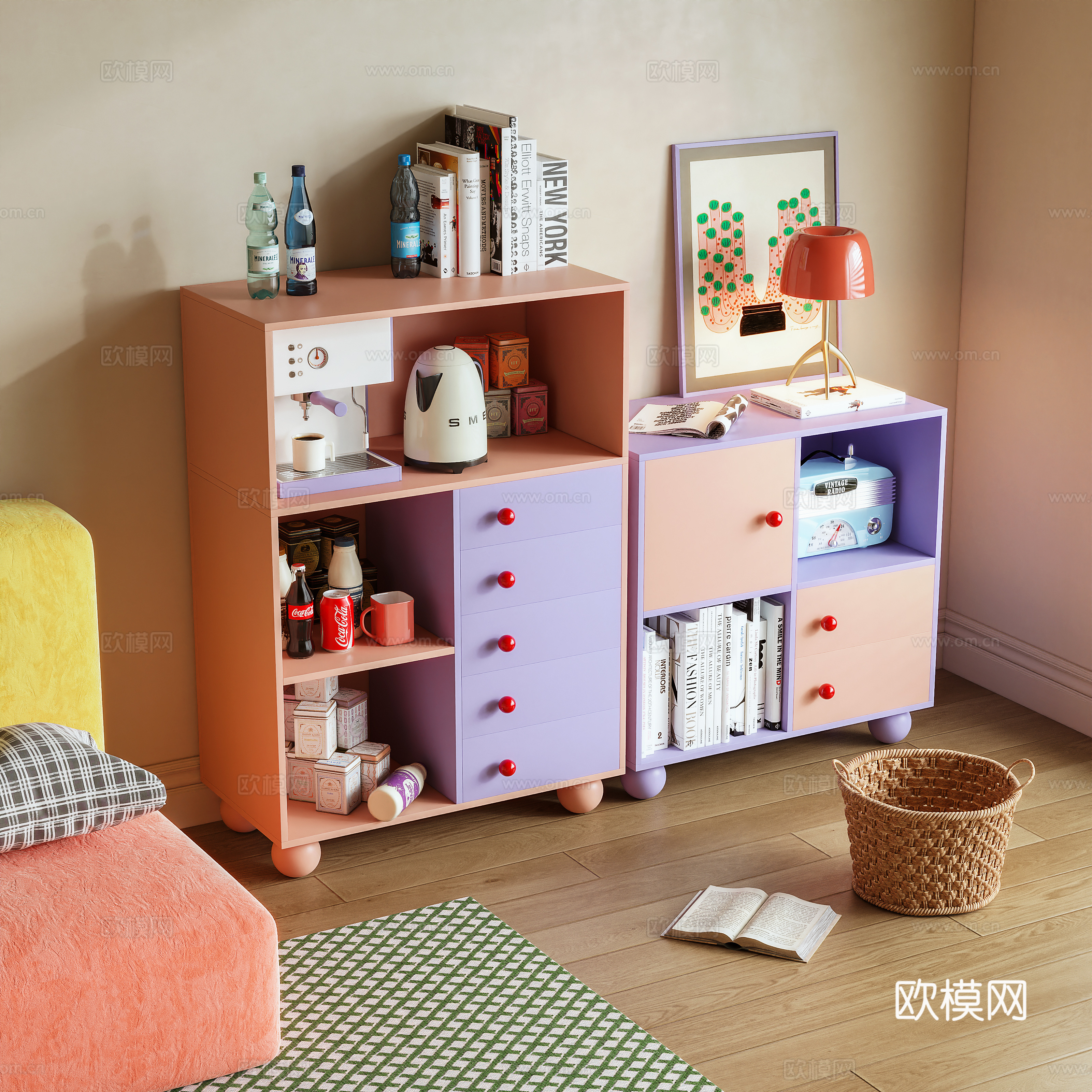 现代餐边柜 边柜 组合柜 储物柜3d模型