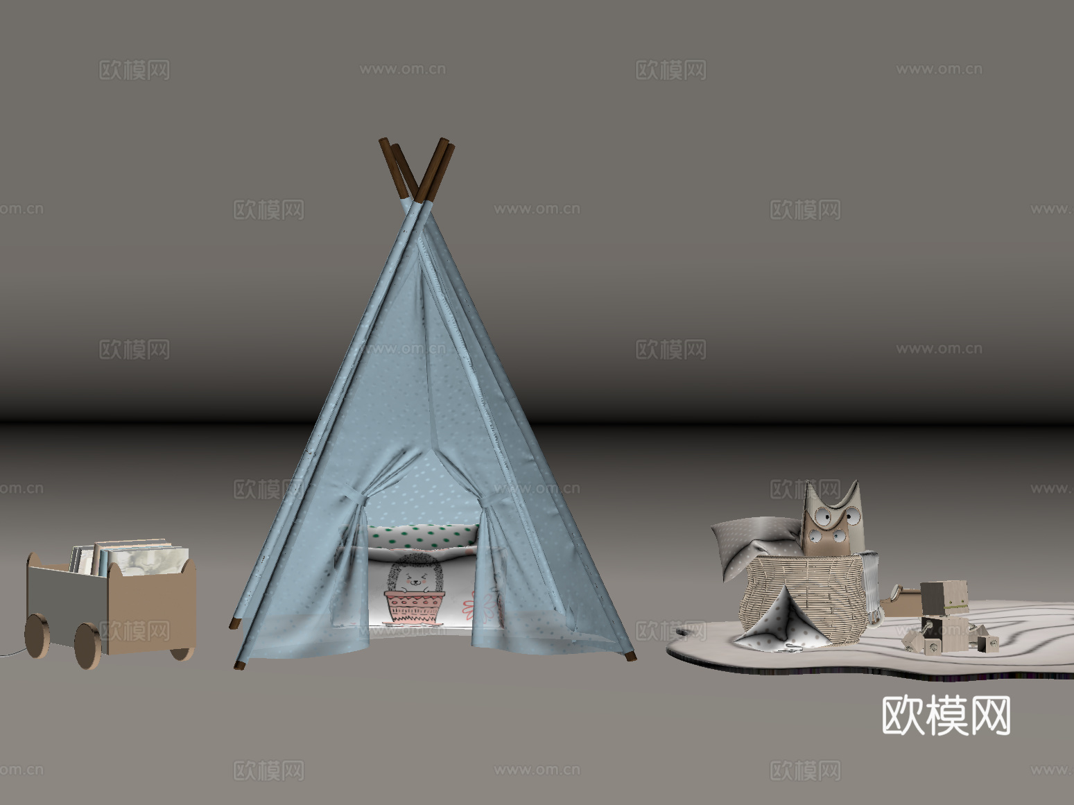 儿童帐篷 现代儿童玩具 帐篷su模型