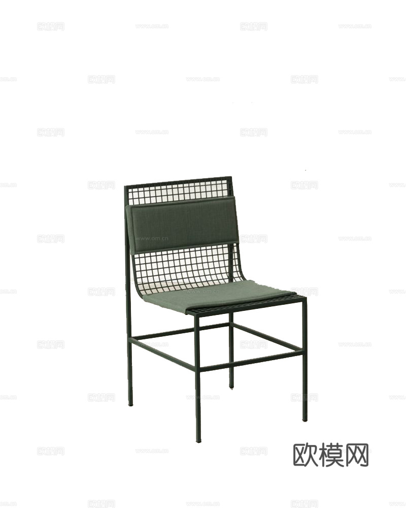 北欧中古现代镂空竹编靠背椅子简约现代餐椅su模型