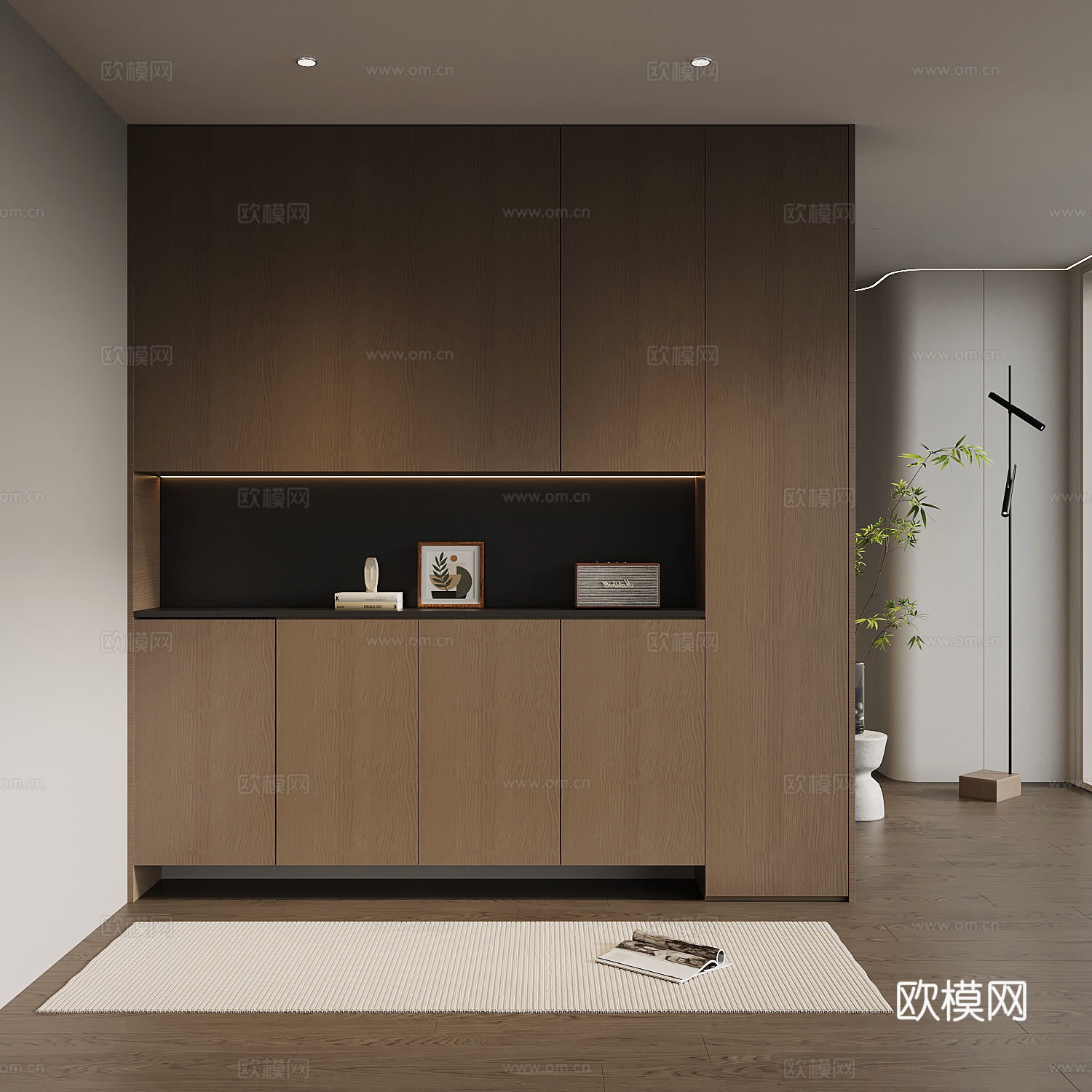 鞋柜 意式极简玄关柜 入户鞋柜 玄关背景su模型