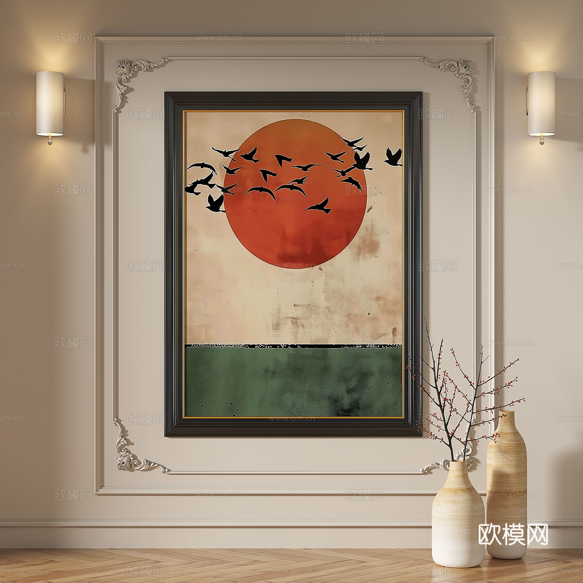 法式，复古，中古，现代，轻奢，油画，装饰画3d模型