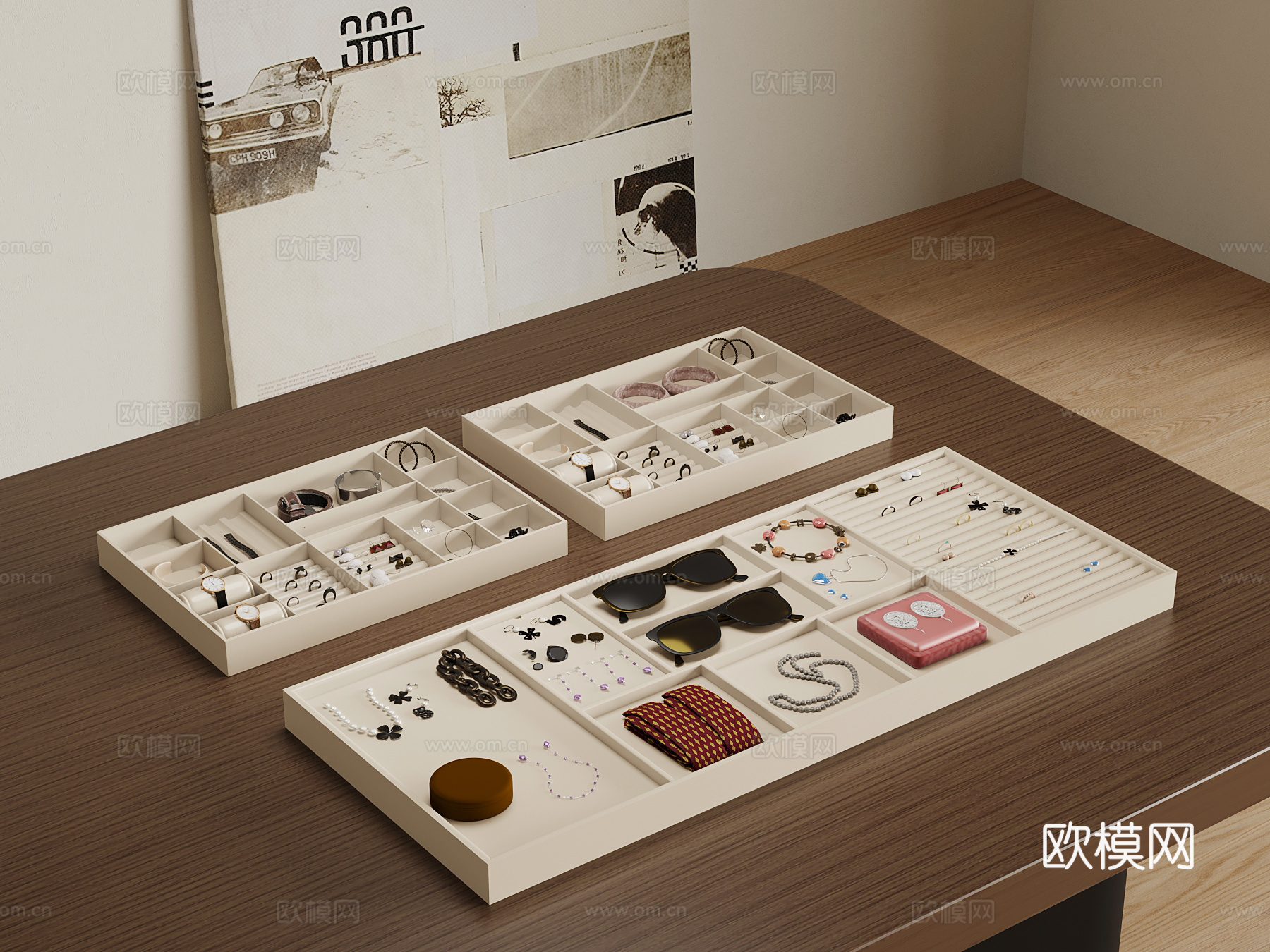 首饰柜 现代首饰品 收纳盒3d模型