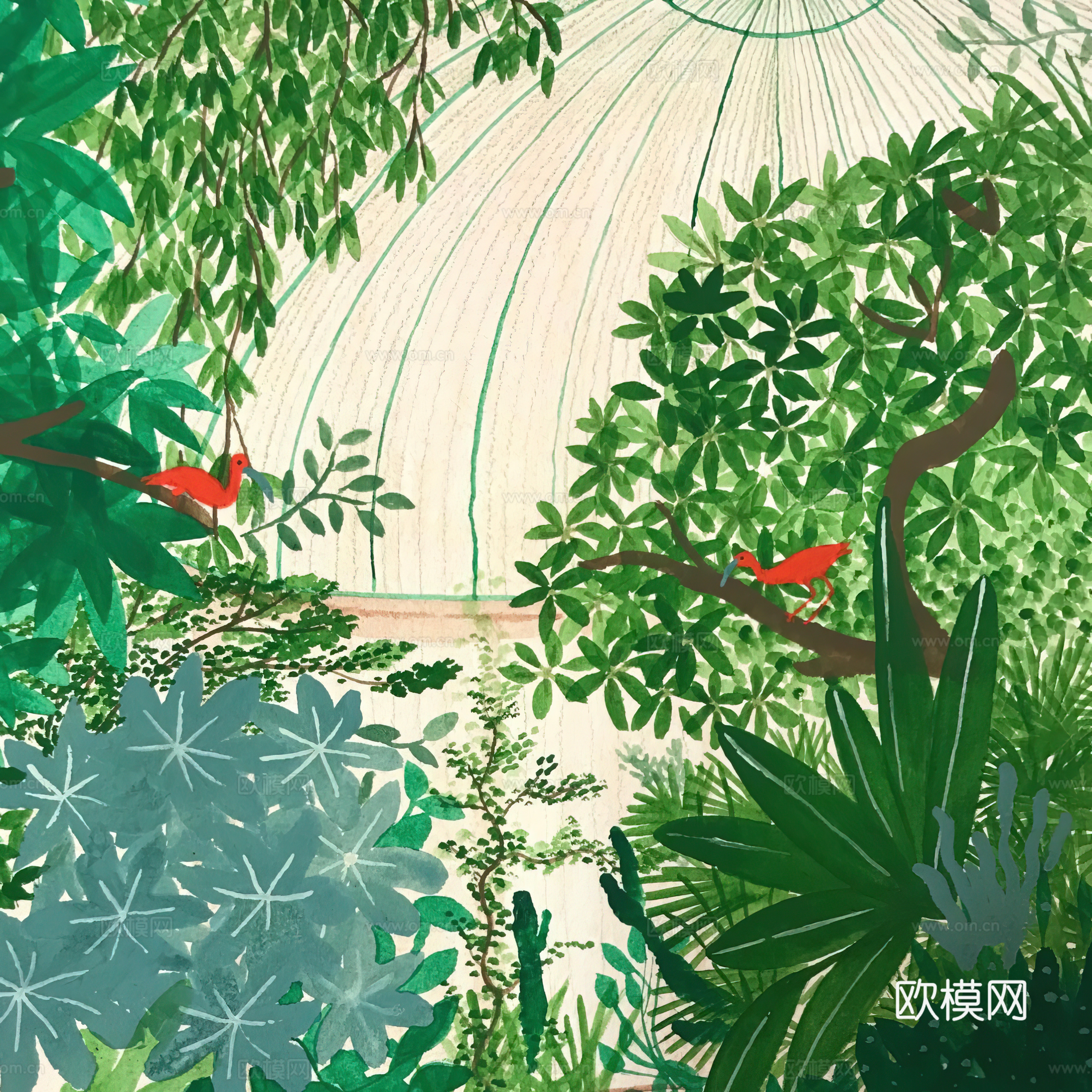 水彩小人大景 艺术挂画 挂画 装饰画 艺术画下载