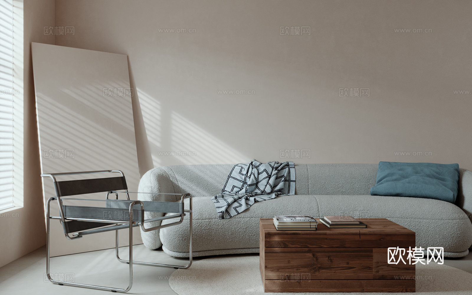 侘寂沙发茶几组合3d模型