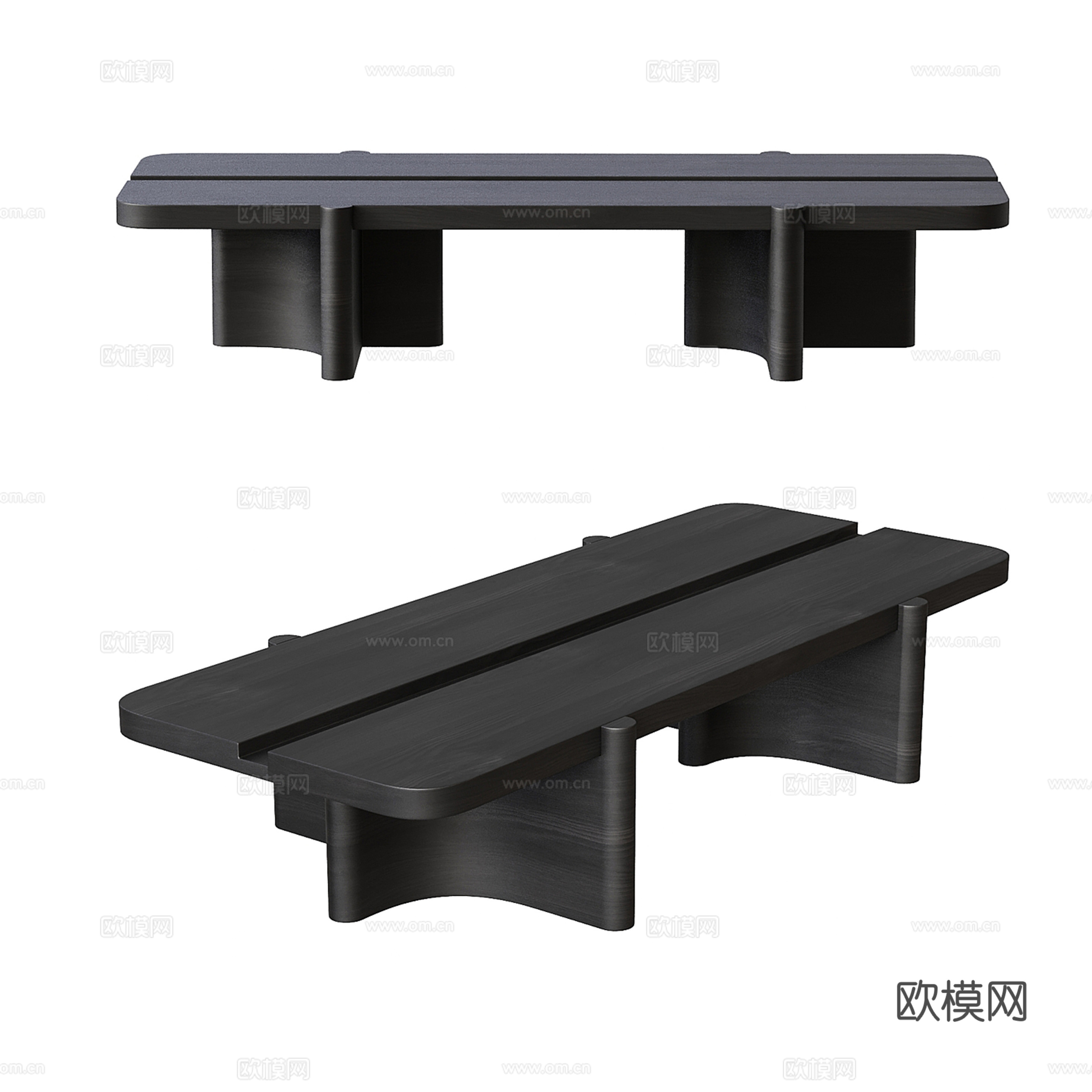 中古风木质茶几3d模型